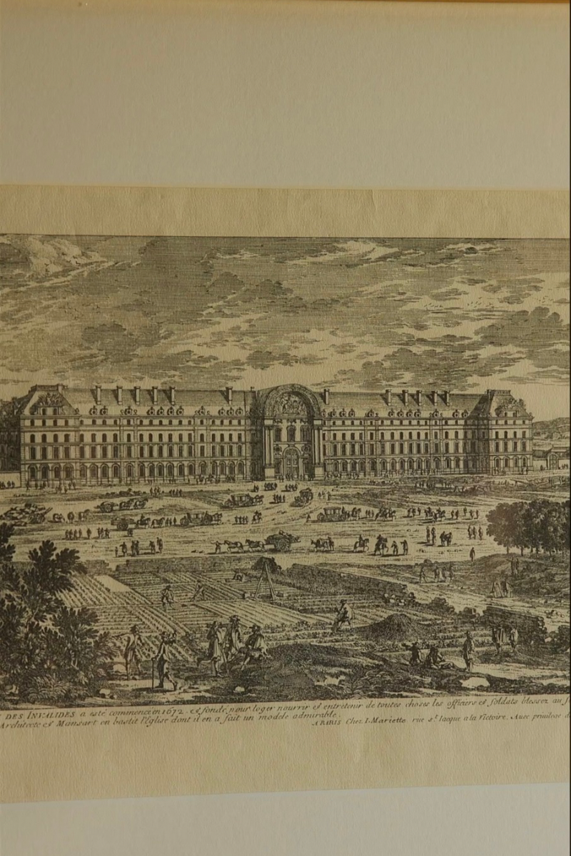 Early 18th C. French Louis XVI Engraving of L' Hotel des Invalides, Paris