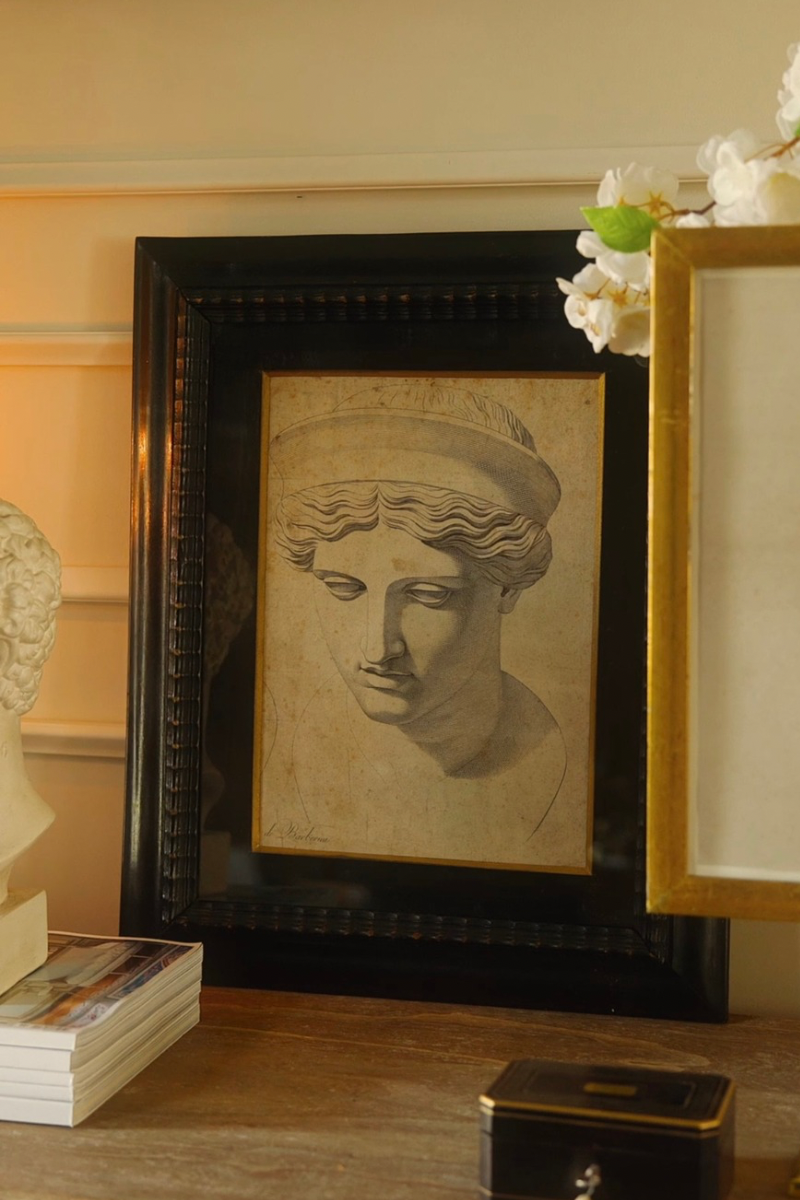 Late 18th–Early 19th Century Classical Female Bust Engraving, After Guercino