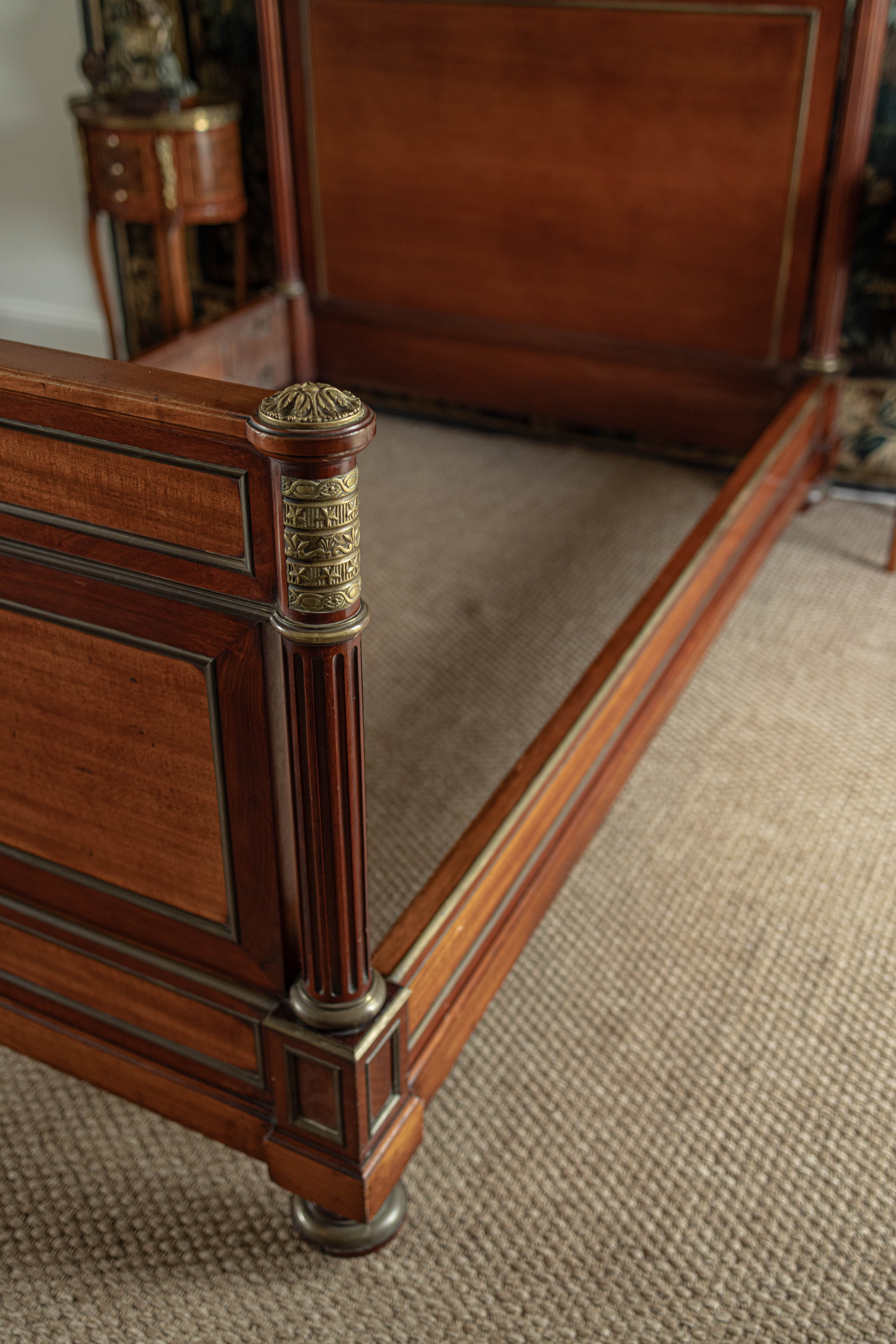 French Empire Style Gilt Mounted Mahogany Bed