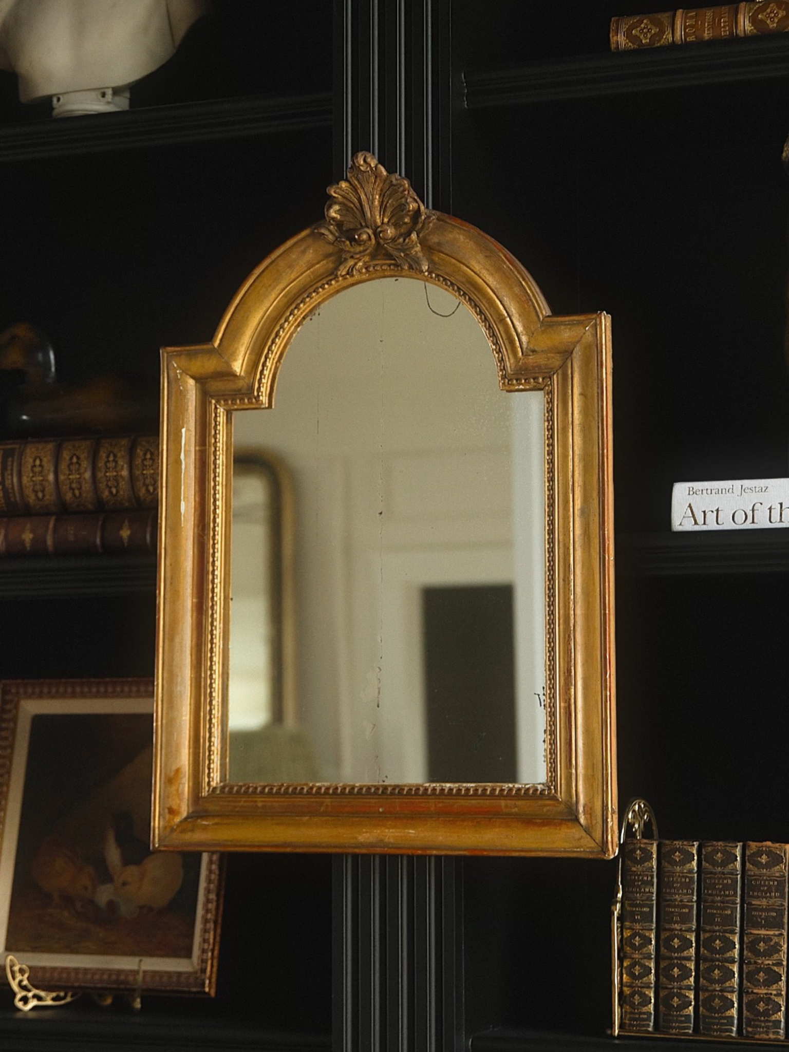 French Gilded Louis Philippe - Style Mirror with Shelled Crest