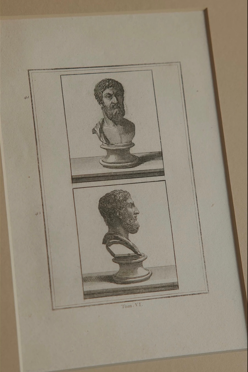 Set of Four Late 18th Century French Neoclassical Engravings of Classical Bust Studies