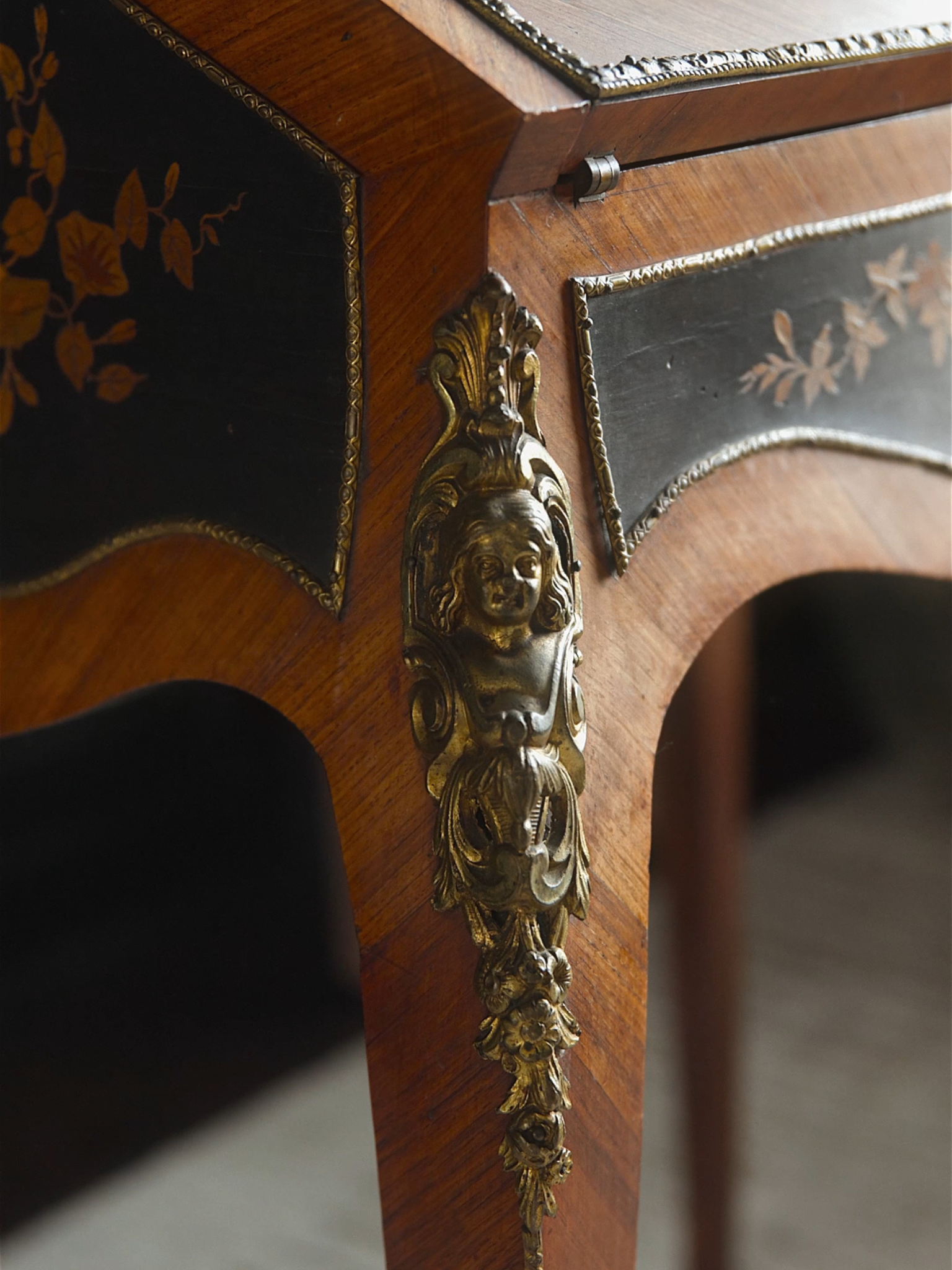 Louis XV Style Marquetry Bureau de Dame by E. Quilet, Paris