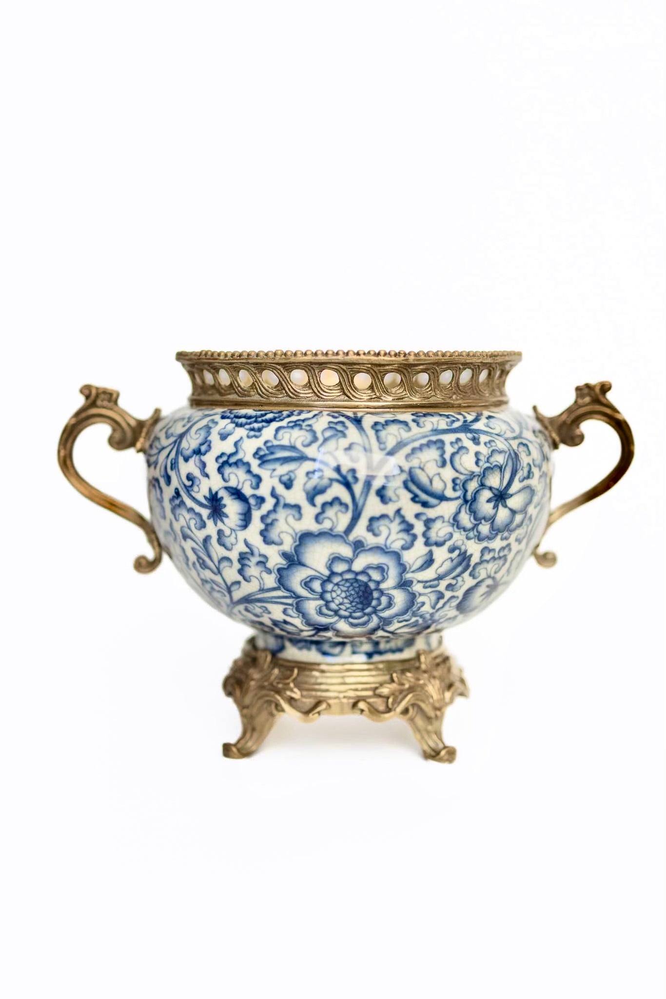 "The Capri" Porcelain & Bronze Vase