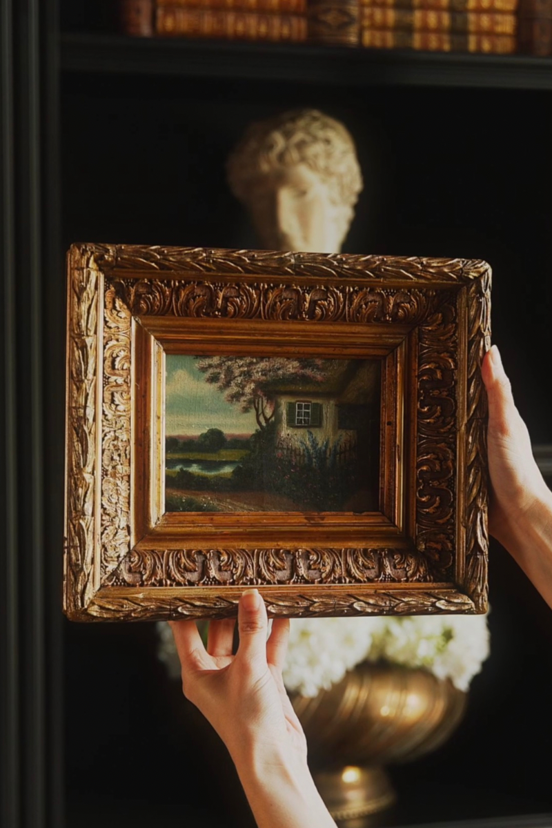 Gilt Framed Cottage Painting