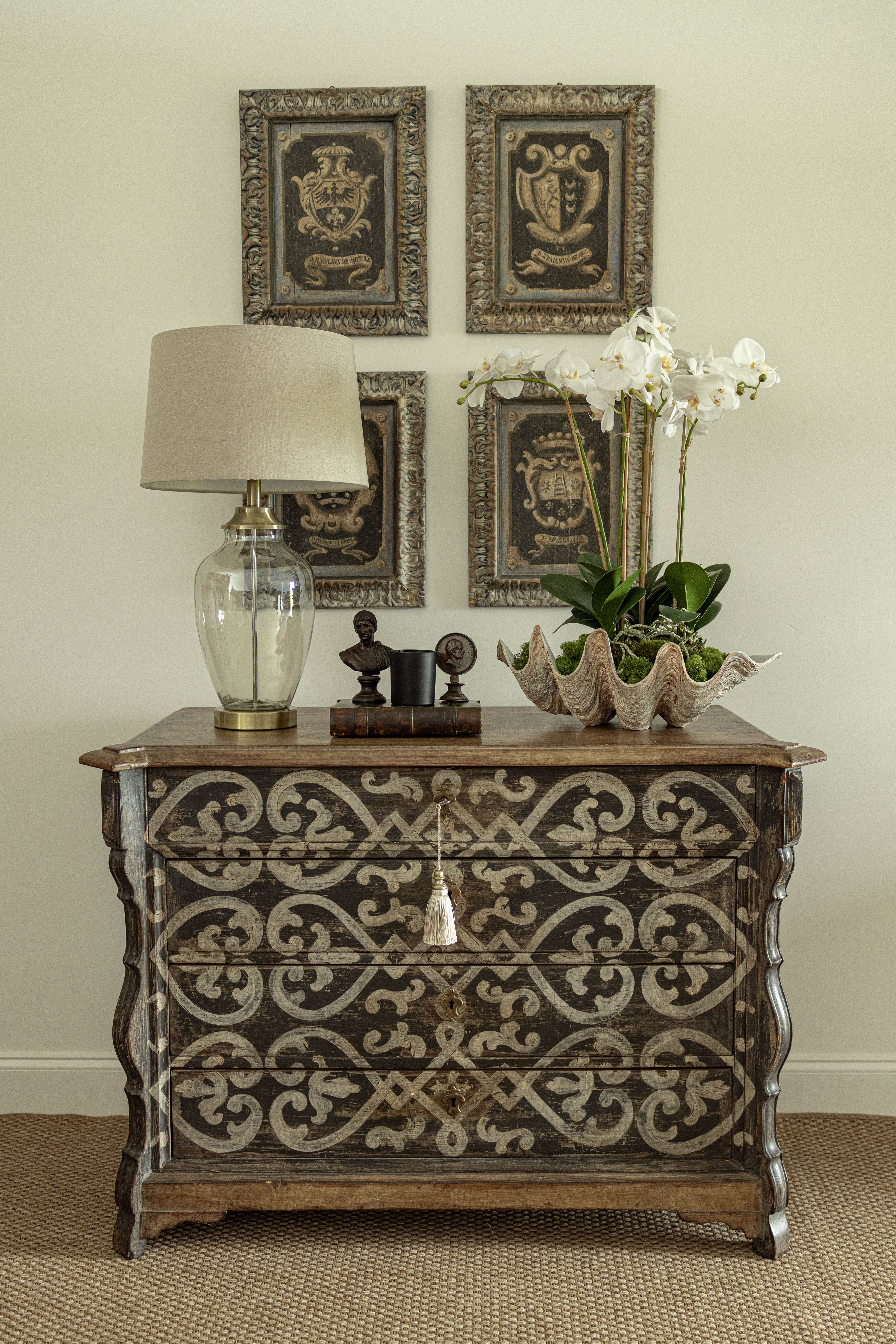 Hand-Painted French Baroque-Style Commode with Serpentine Front