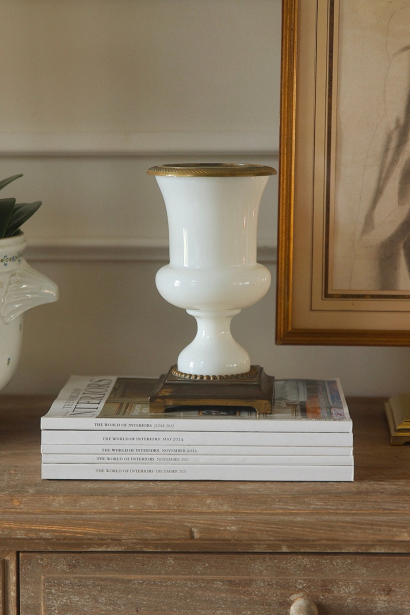 19th Century French Opaline Glass Urn with Gilt Bronze Mount