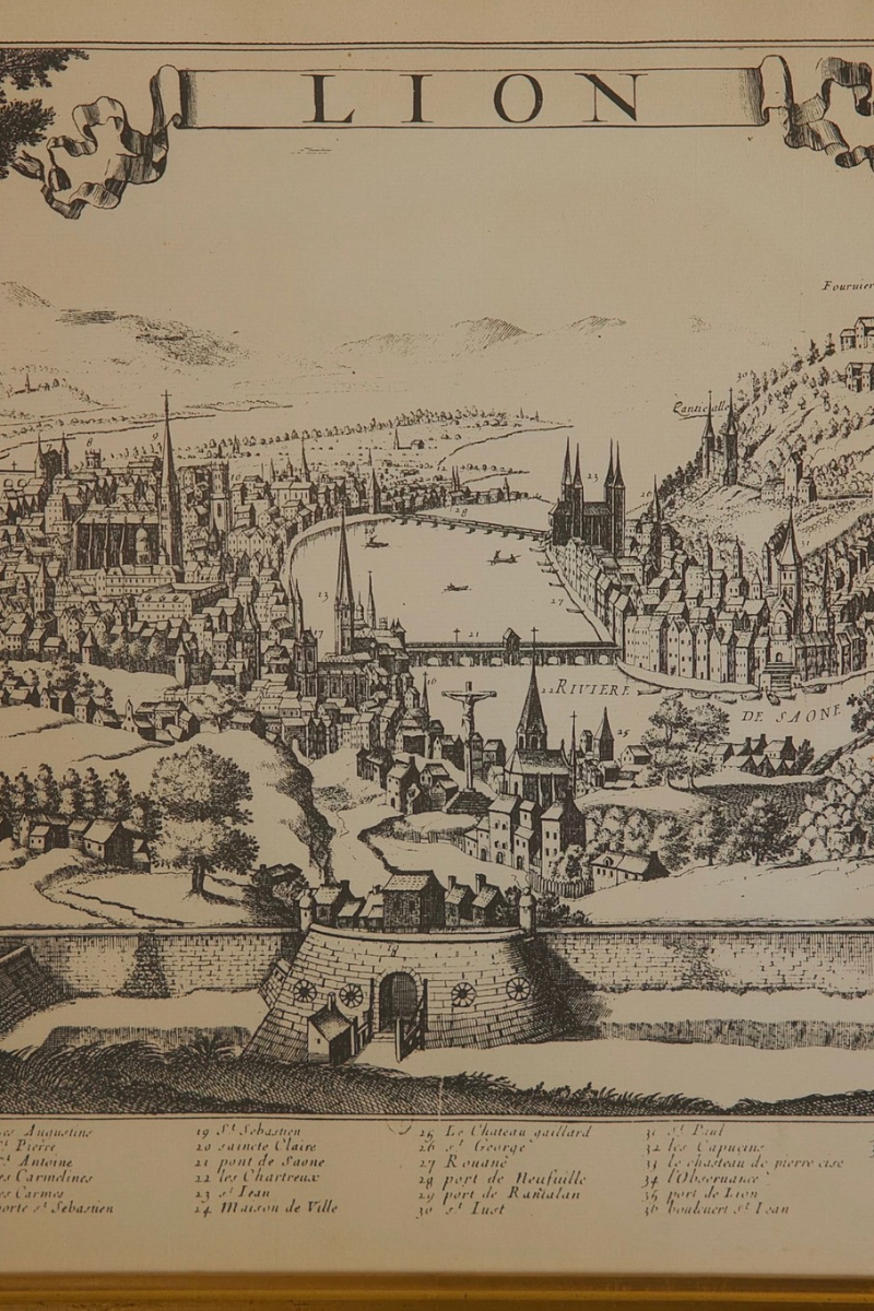 Late 17th–Early 18th Century French Engraved View of Lyon (“Lion”), Published by Pierre Giffart