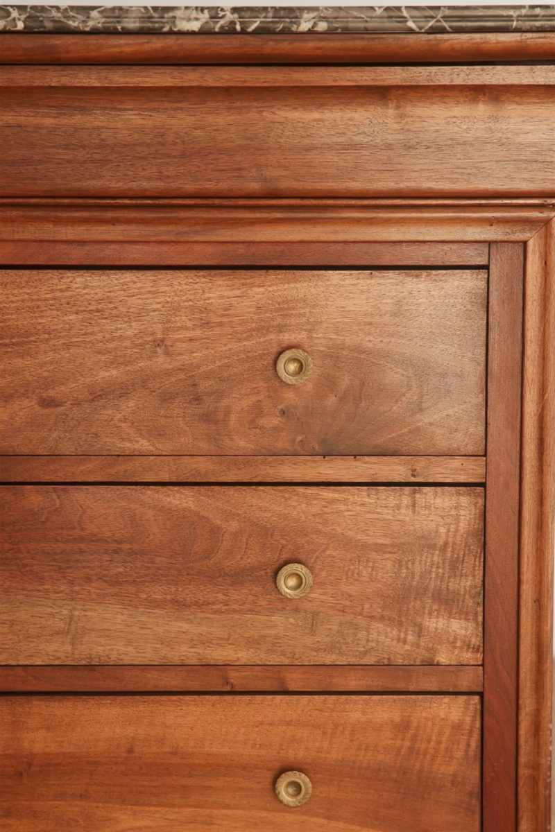 19th Century French Provincial Four-Drawer Commode with Marble Top