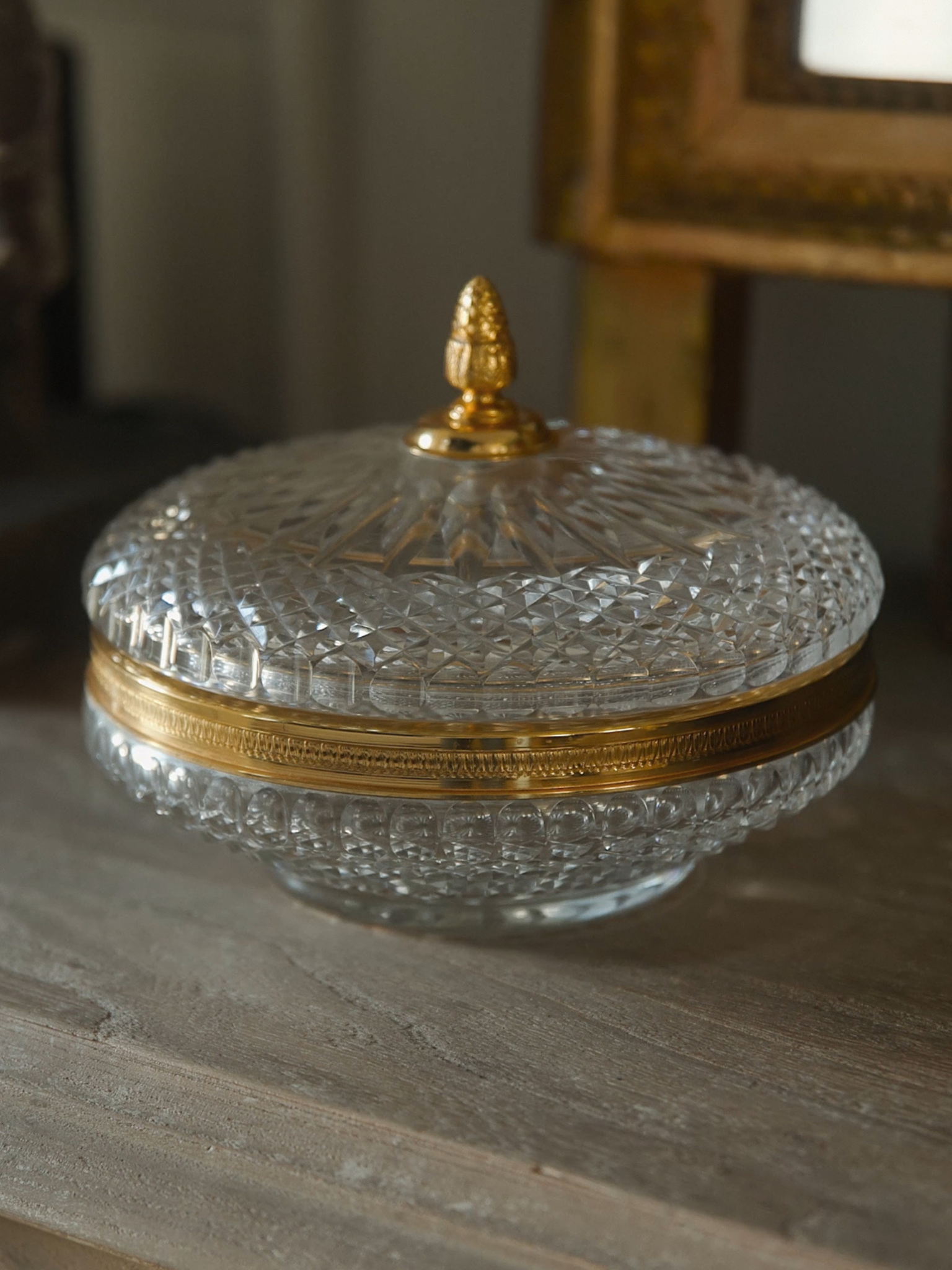 Italian Lead Crystal & Gilt Brass Lidded Dish