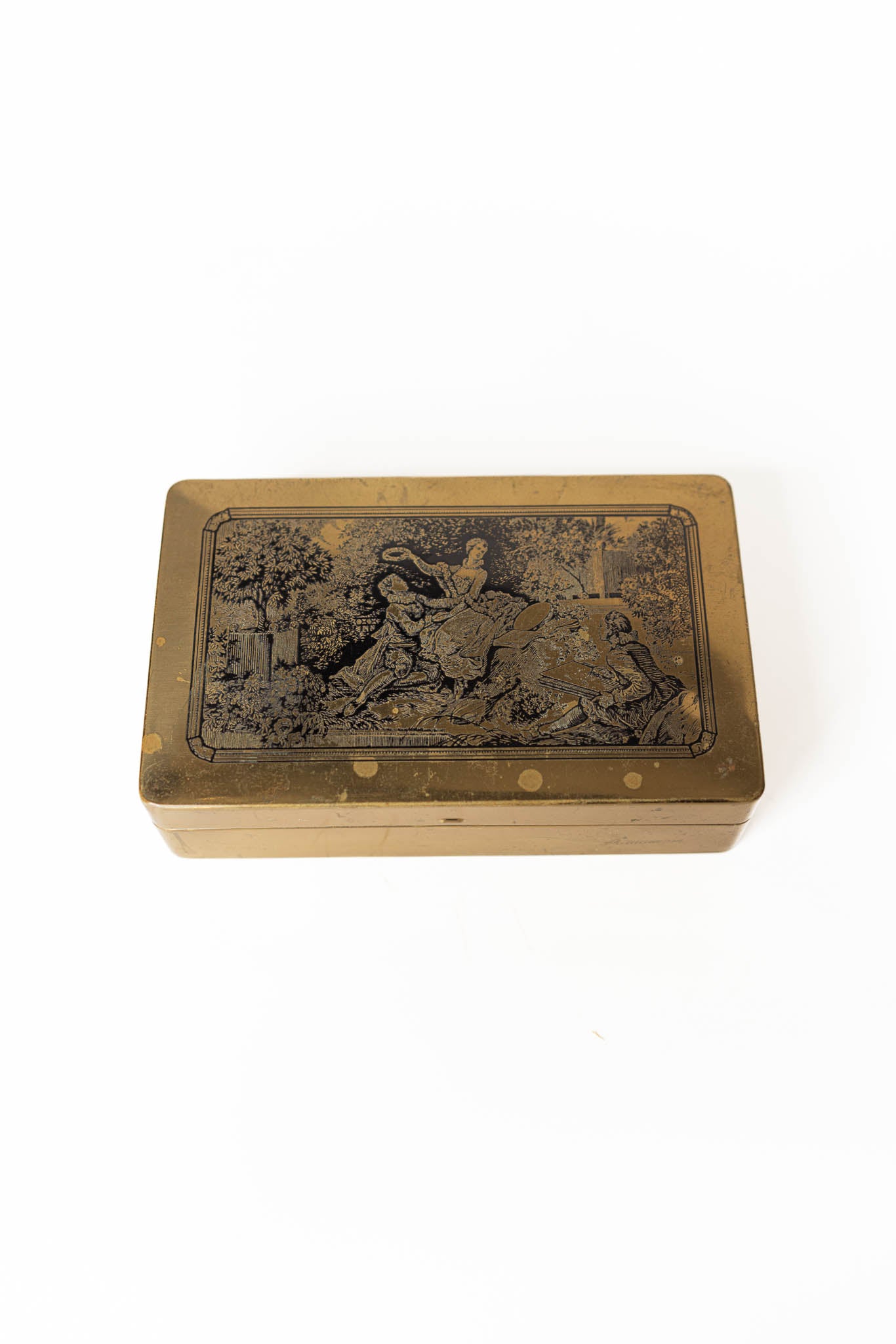 Vintage Etched Brass Chocolate / Keepsake Box