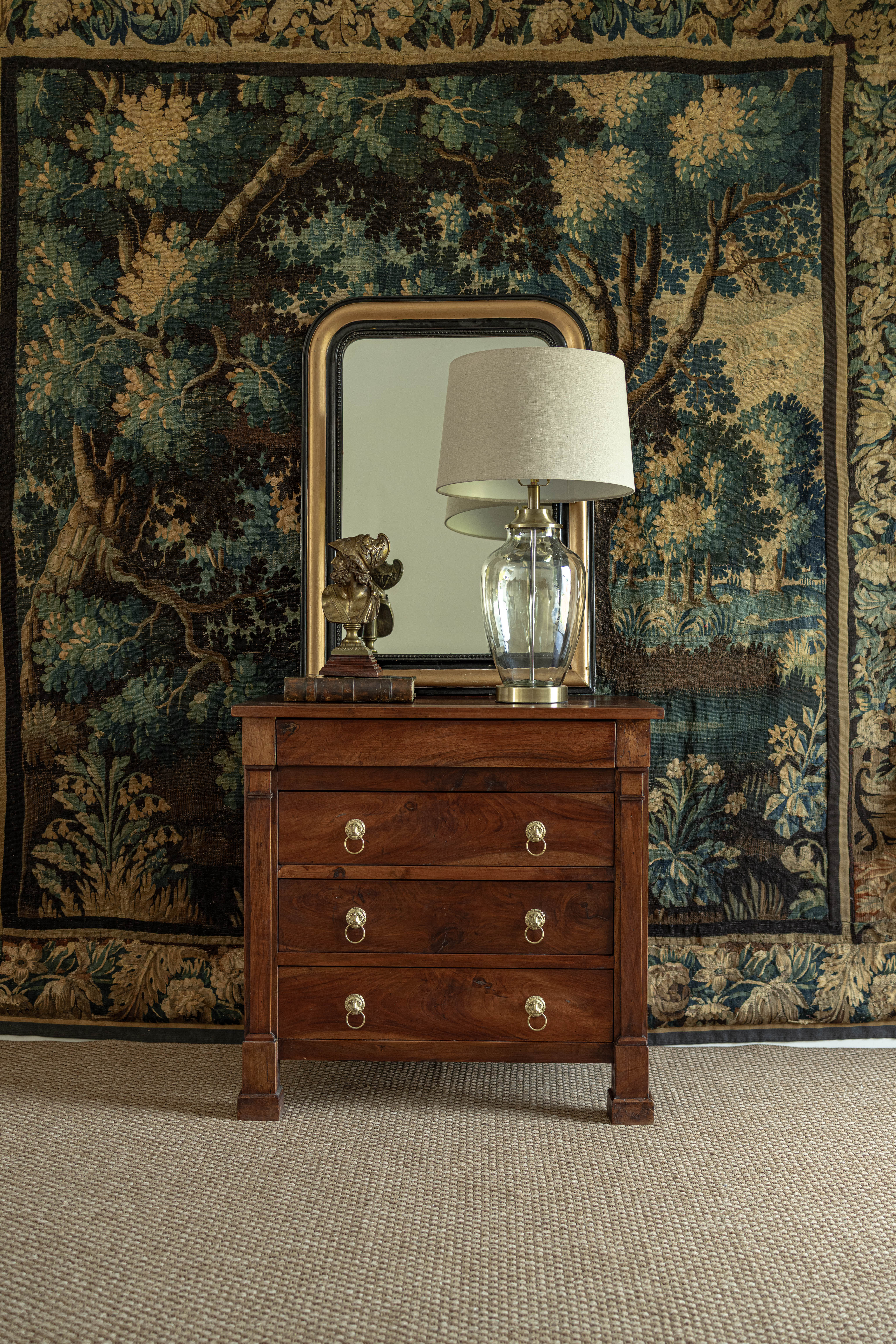 Antique Louis Philippe Mirror with Ebonized & Gilt Frame