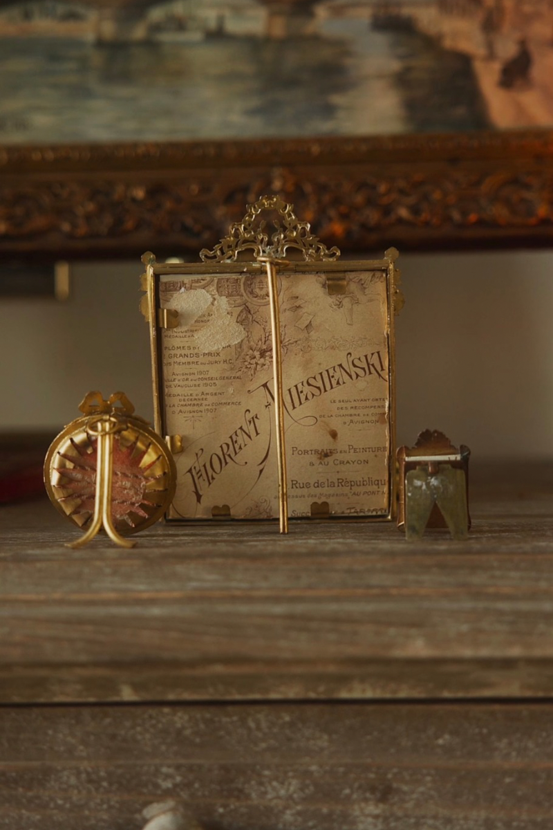 19th C. French Bronze Miniature Frame - Round