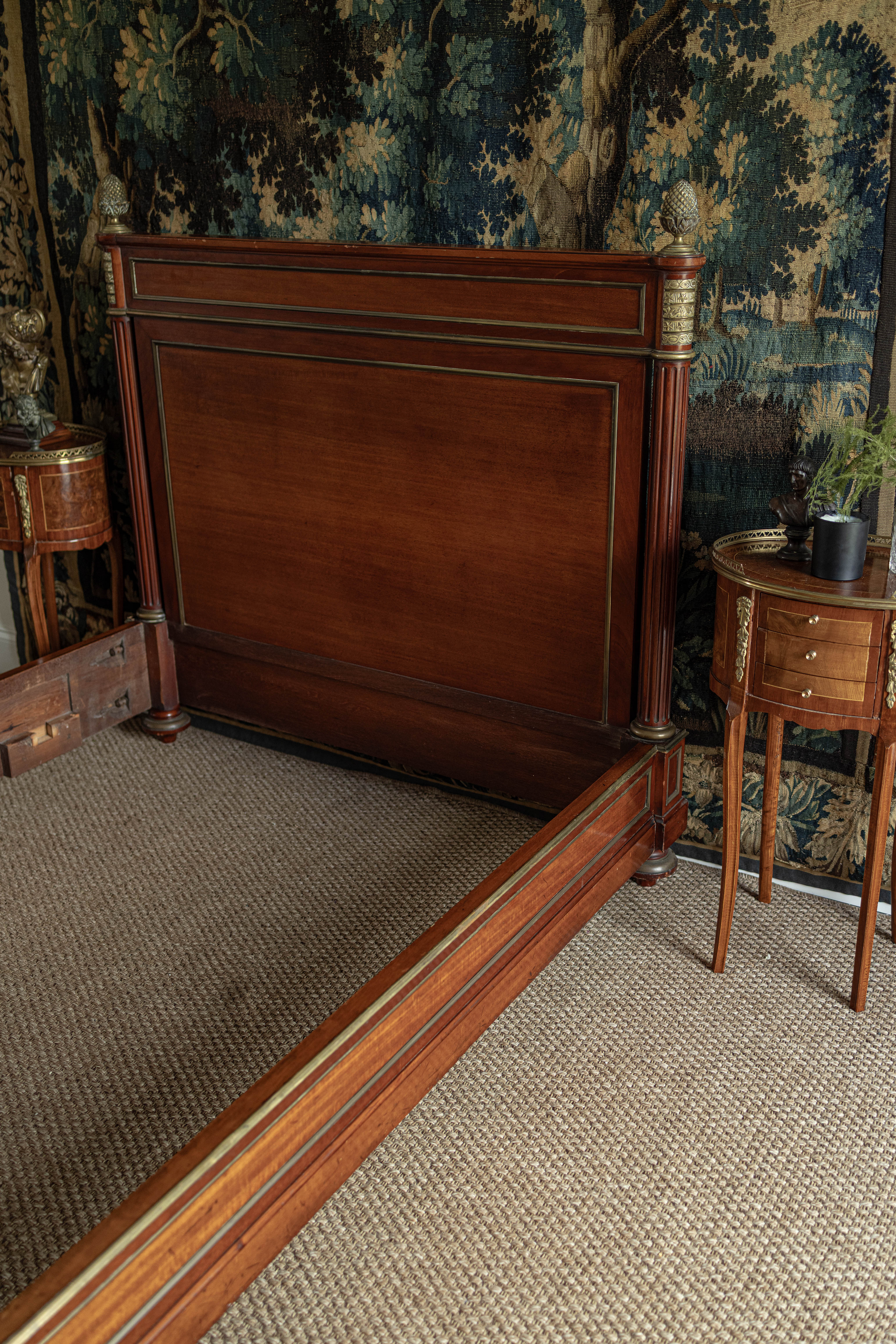 French Empire Style Gilt Mounted Mahogany Bed