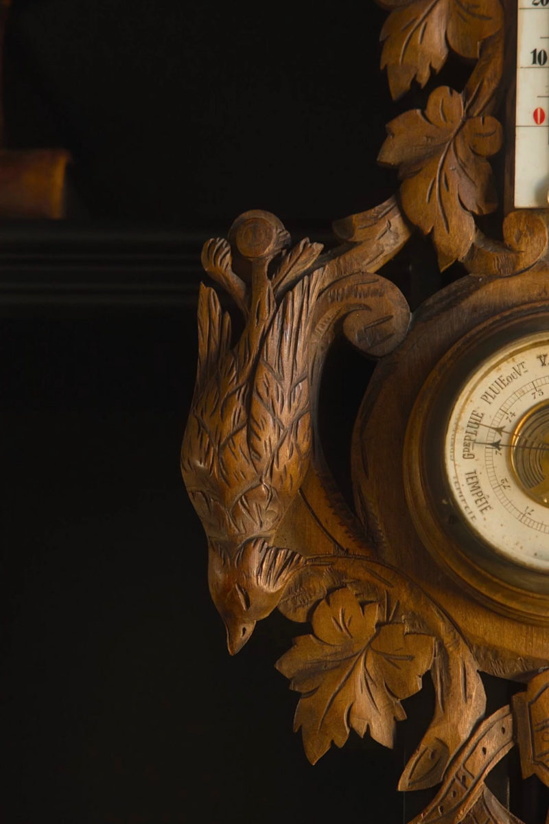 19th-Century Black Forest Hunting Barometer and Thermometer