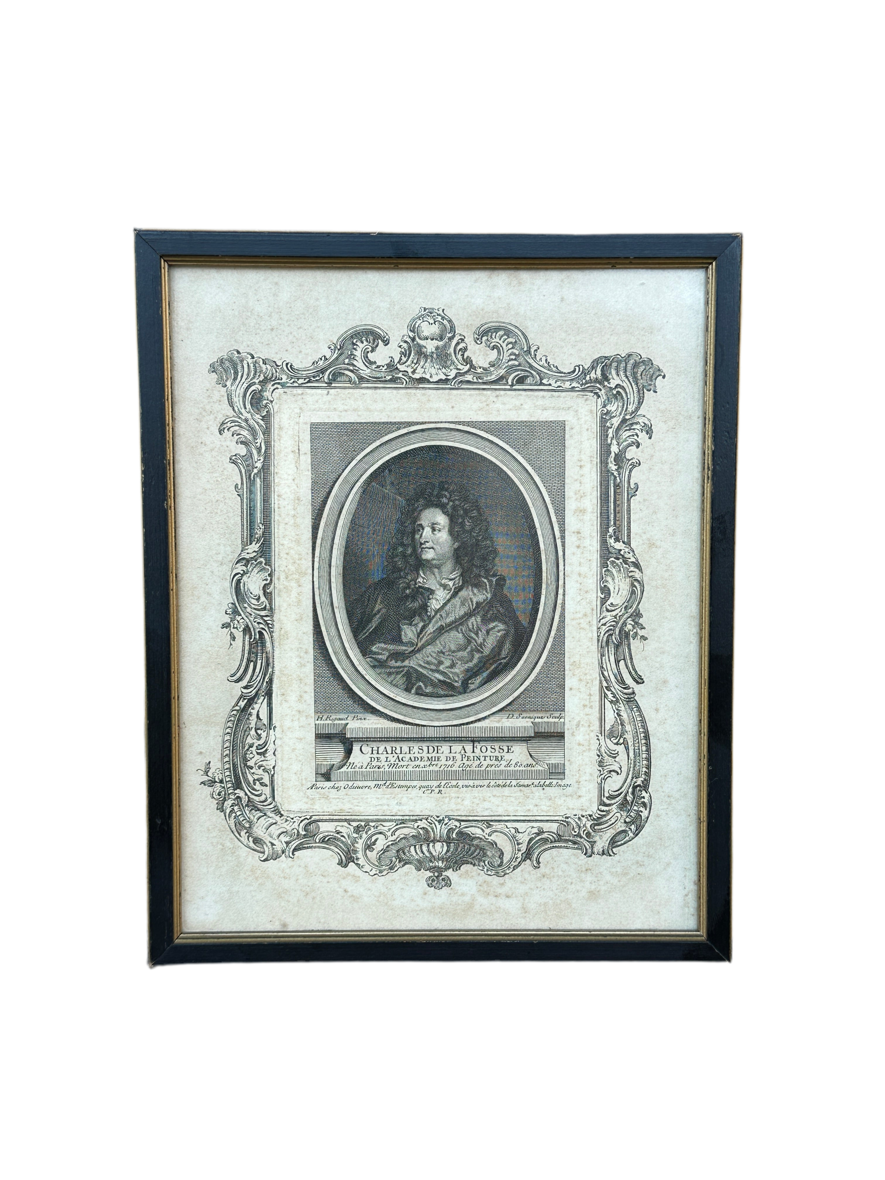 Portrait Engraving of Charles De La Fosse