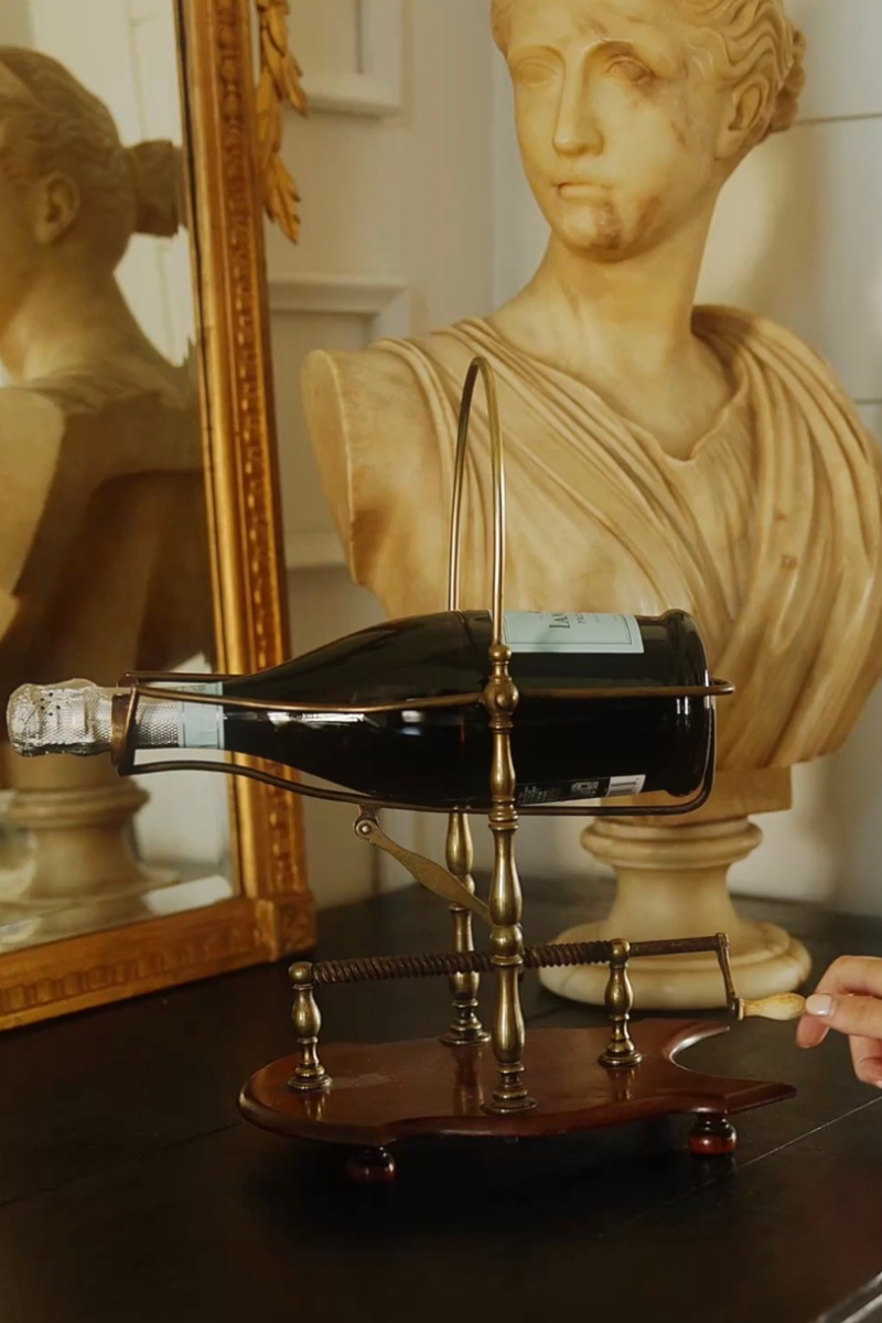 19th-Century Brass Mechanical Wine Pouring Cradle