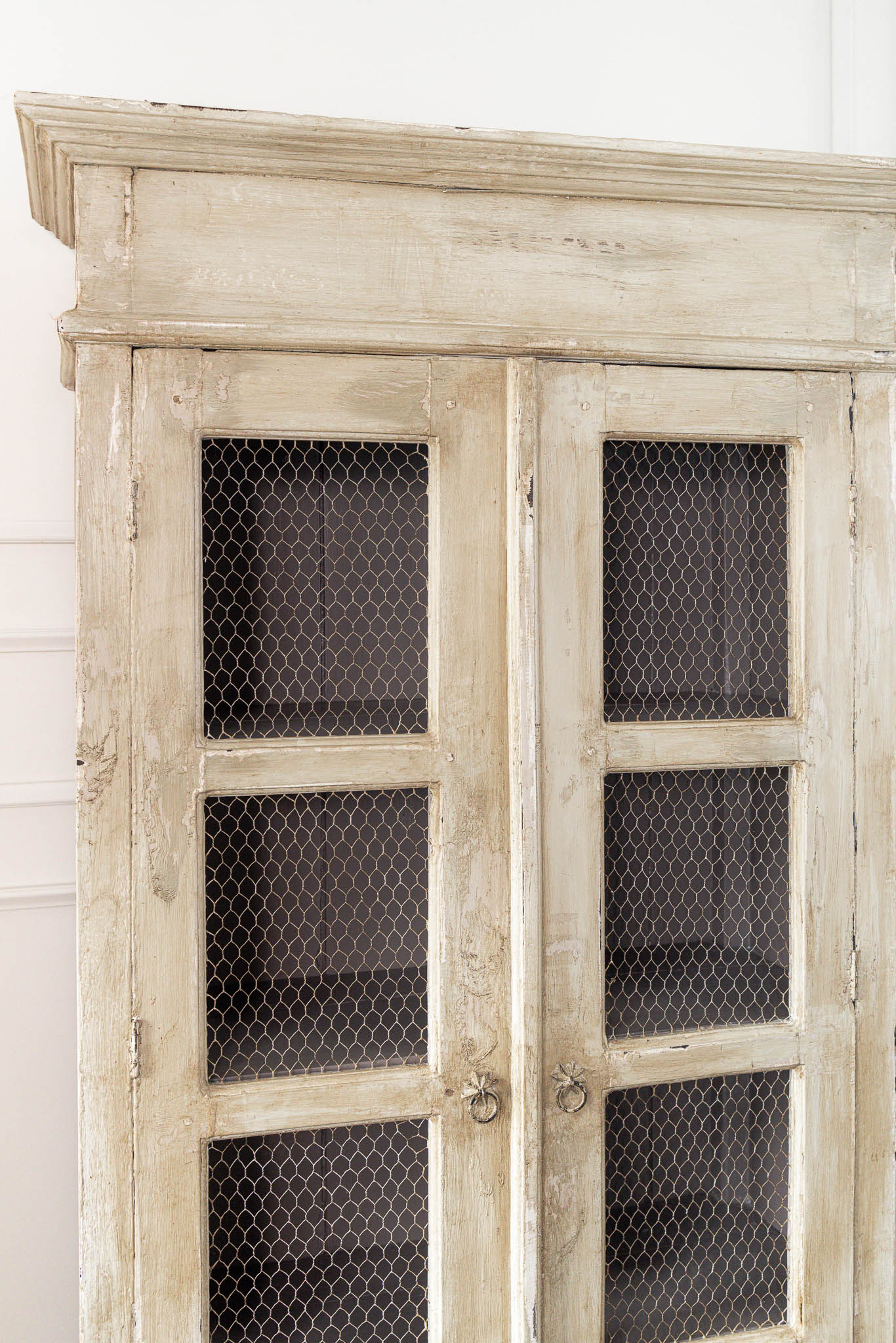 19th Century French Oak Cabinet with Wire Mesh Doors