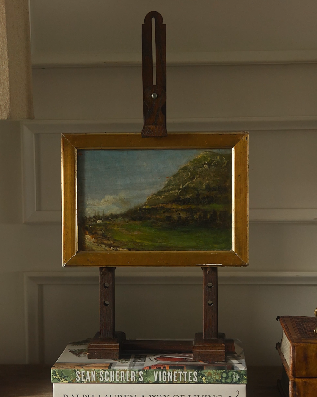 Late 19th Century European Mountain Landscape Oil Painting in Gilt Frame