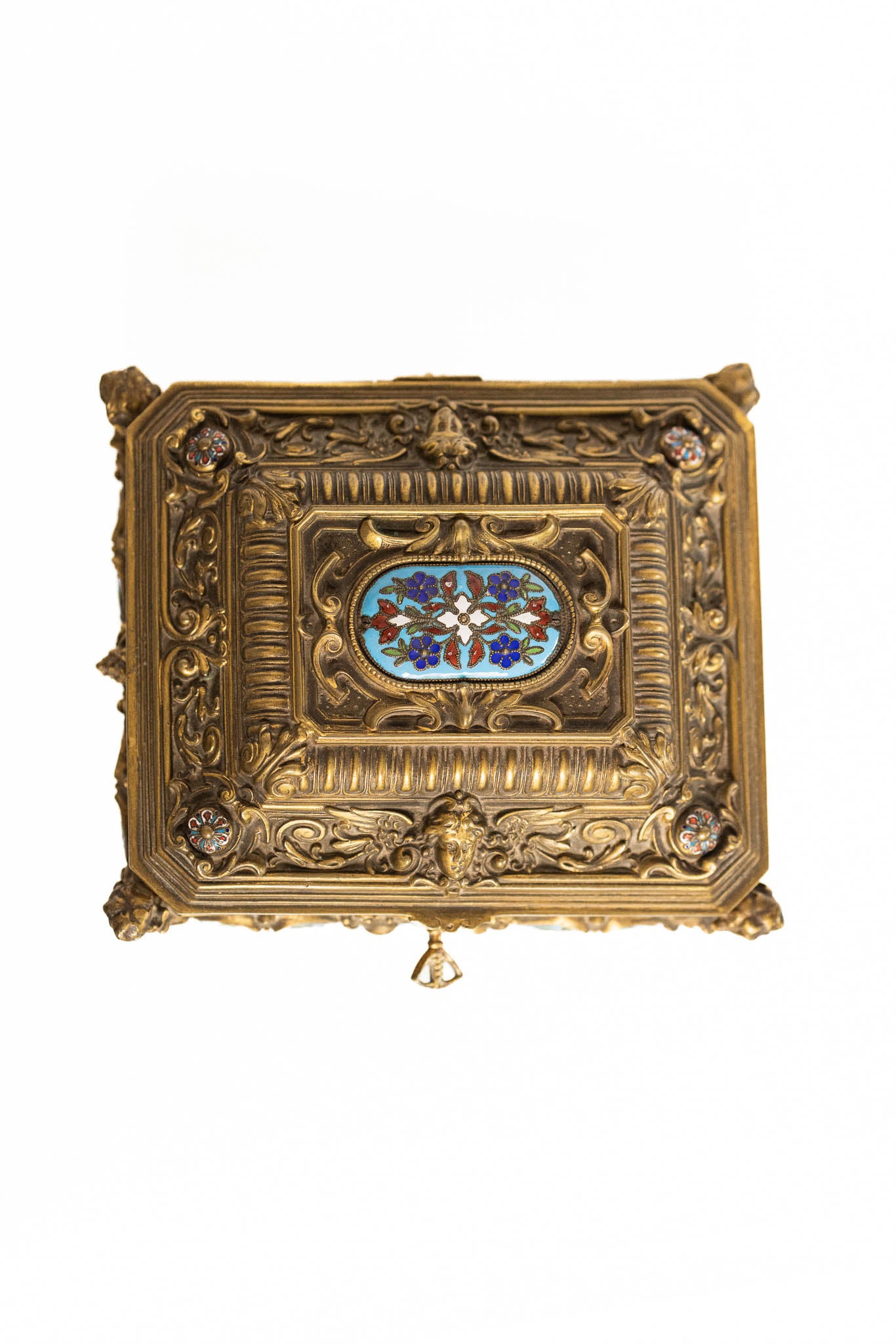 Napoleon III Gilded Bronze & Cloisonné Jewelry Casket