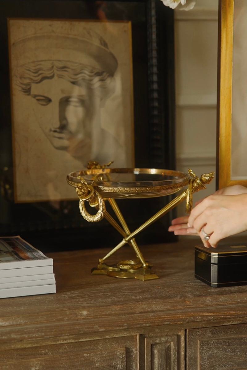19th C. French Crystal and Bronze Tazza