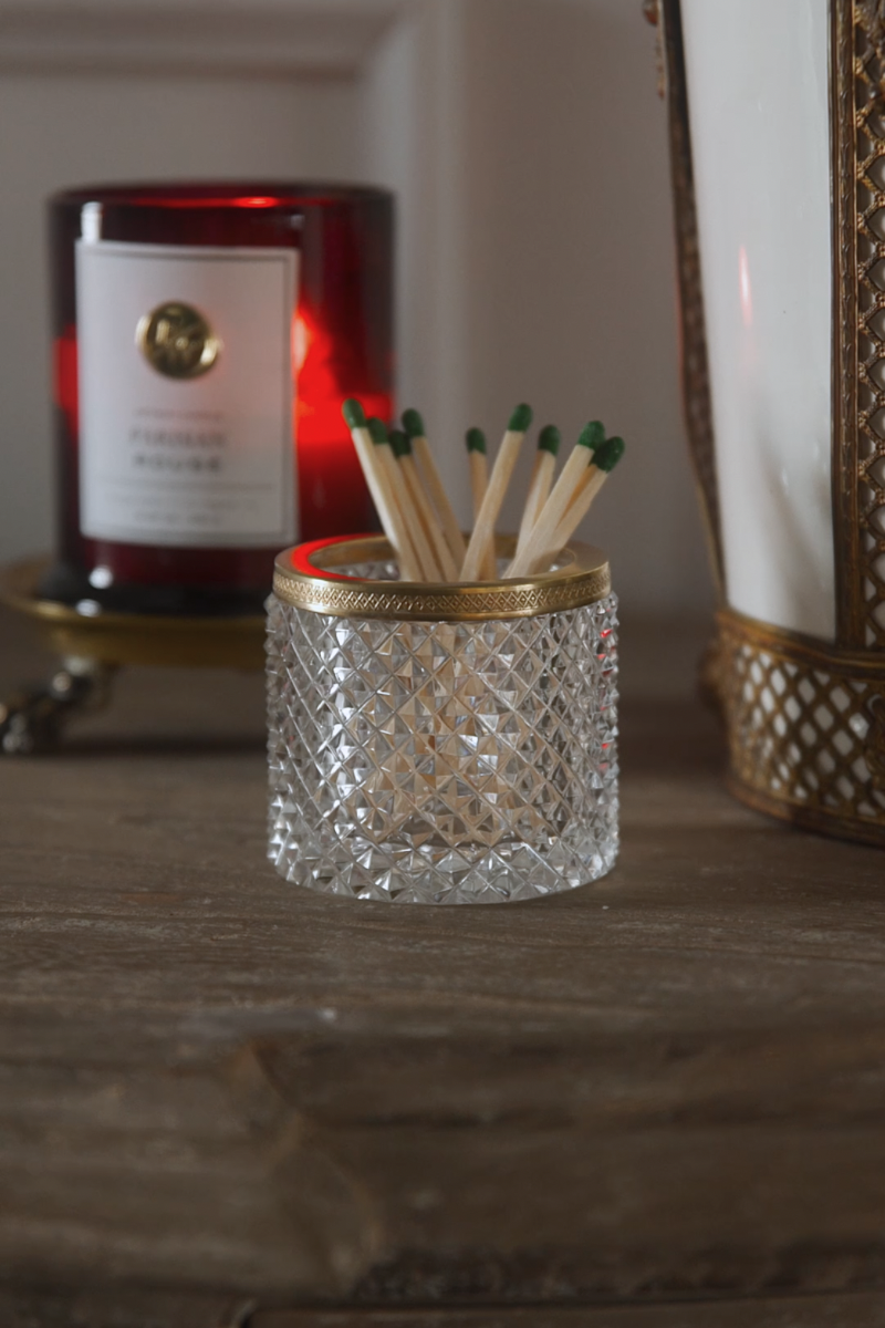 Crystal And Gilt Trimmed Matchstick Holder