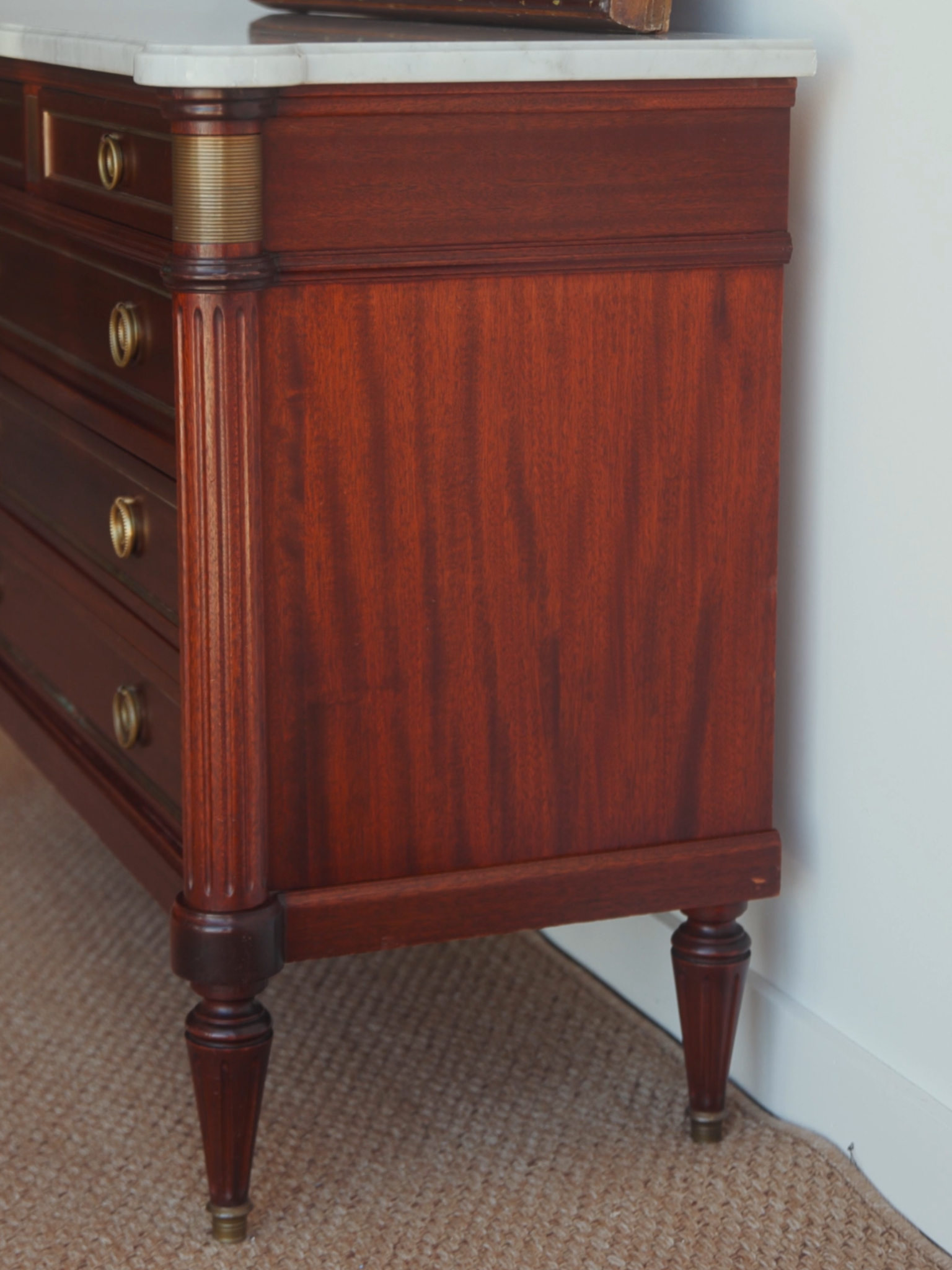 White Marble Top Louis Phillipe Style Commode