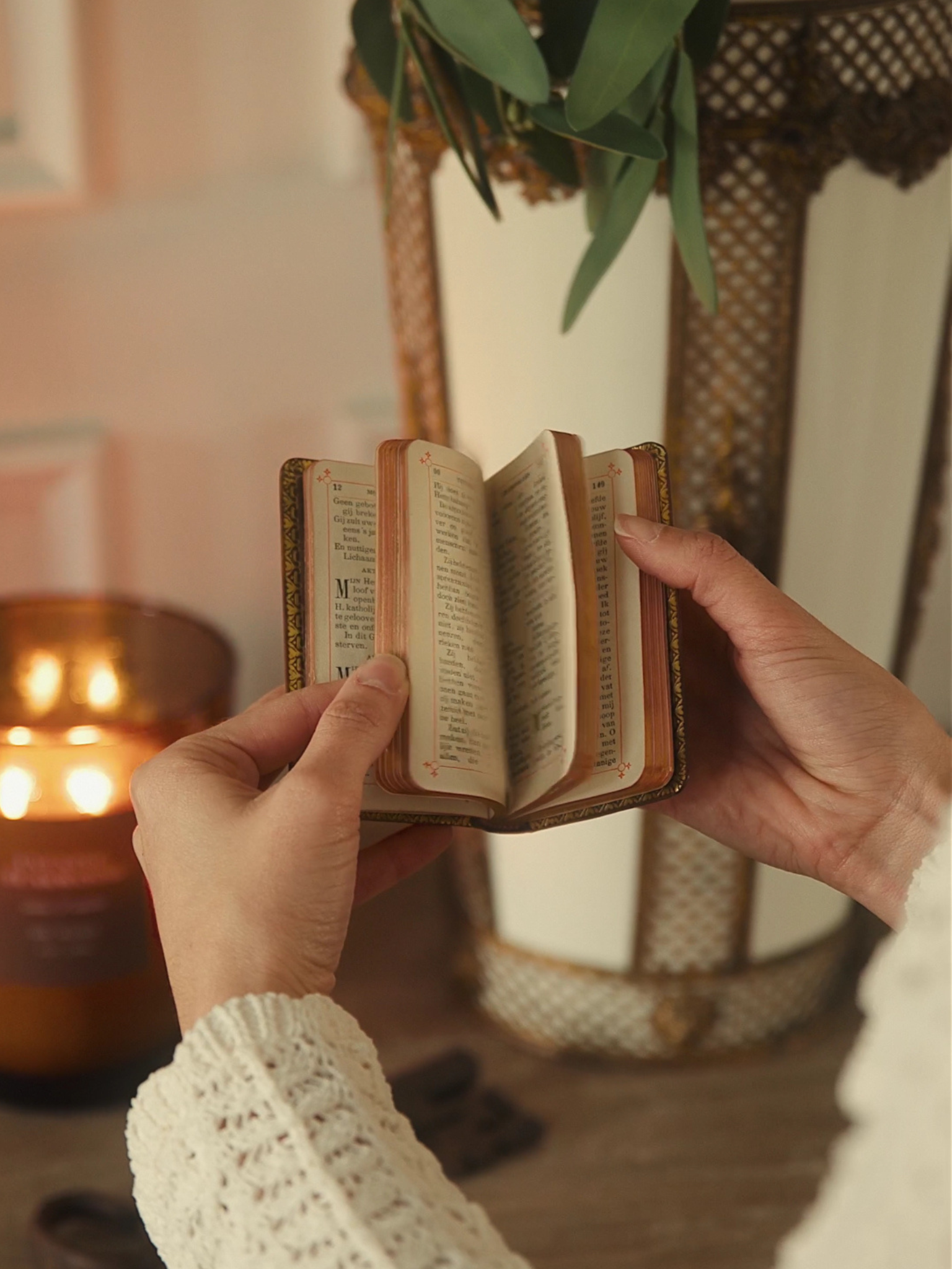Antique Dutch Miniature Prayer Book Salve Regina with Tooled Leather Binding