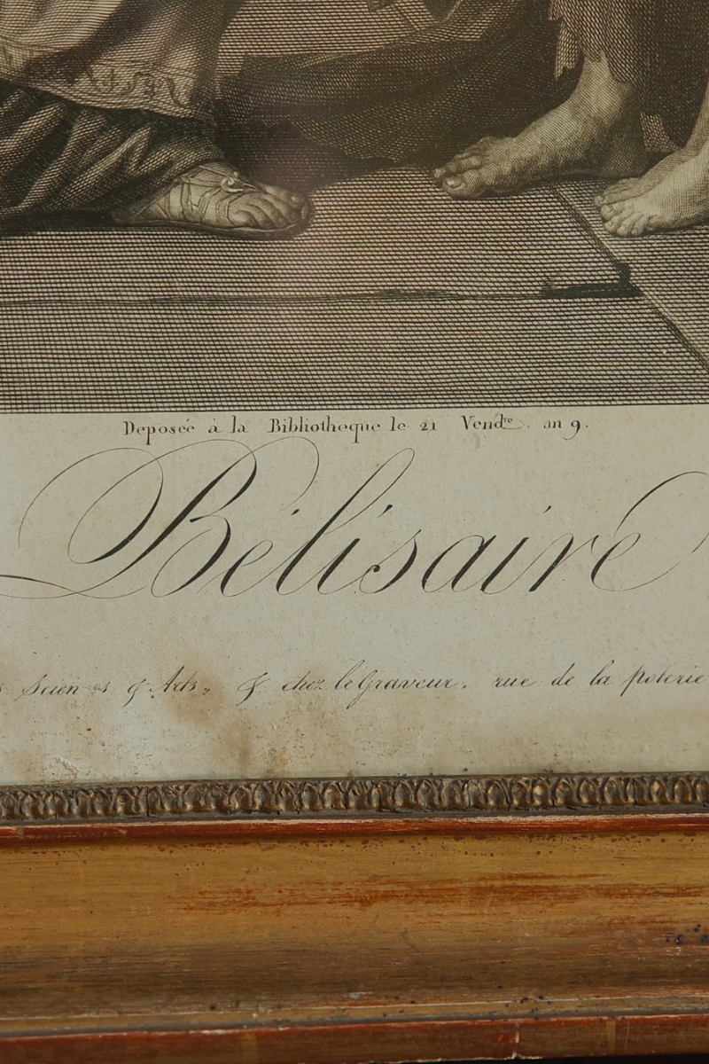 French Engraving After Jacques-Louis David's Belisaire | After The Celebrated 1781 Painting Depicting the Exiled Byzantine General Belisarius Recieving Alms
