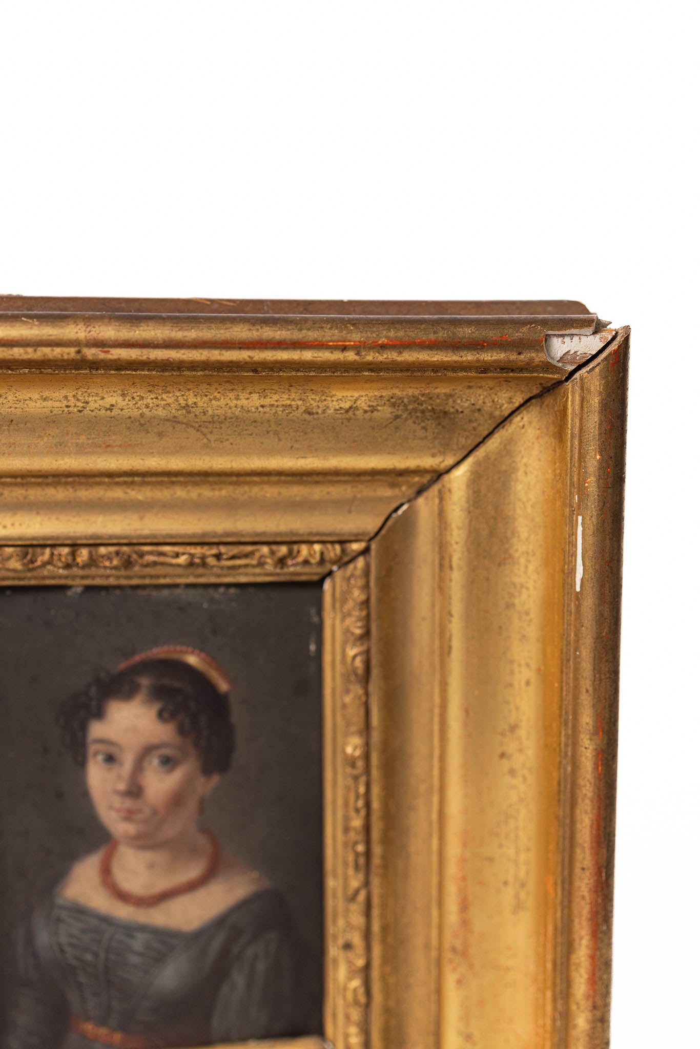 19th Century Miniature Portrait of Lady in Gilt Wood Frame