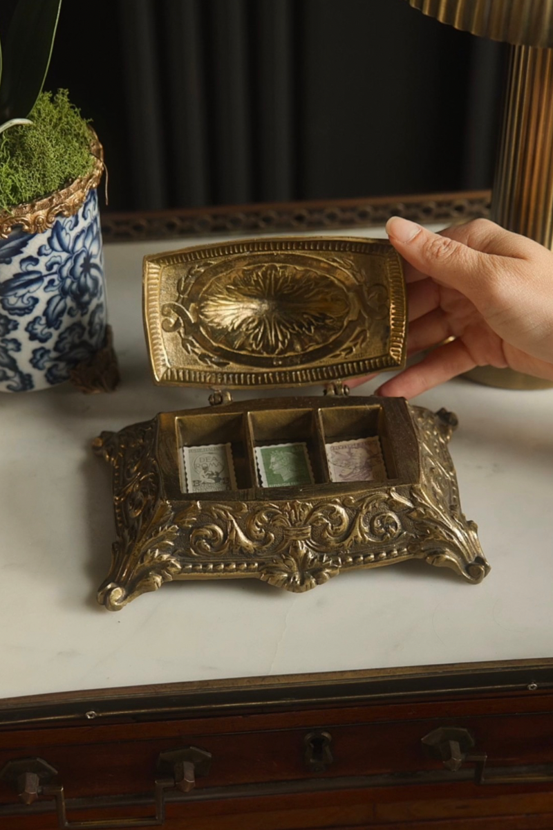 19th C. Brass French Stamp Box