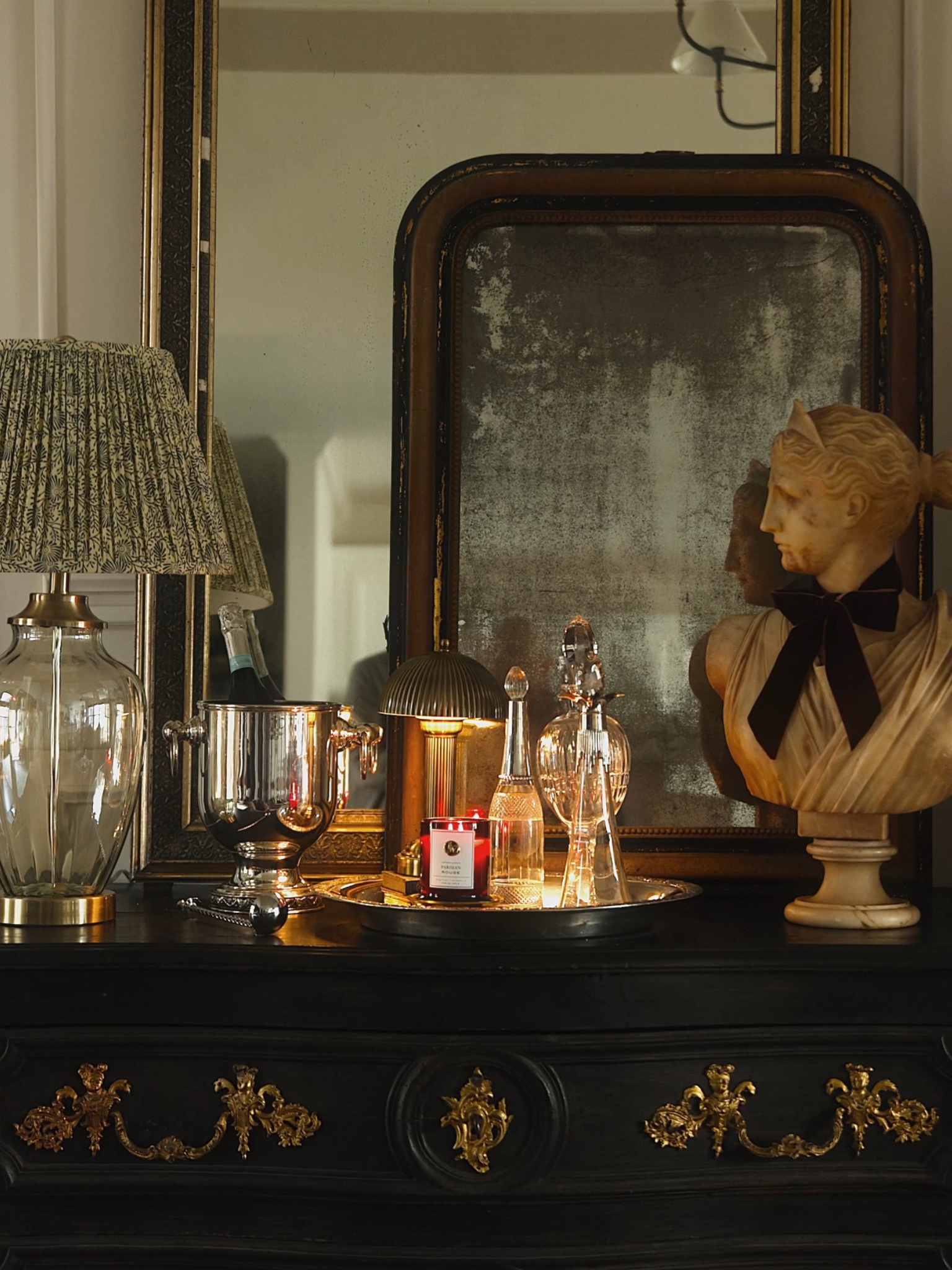 Silver Plated Serving Tray with Matching Ice Bucket