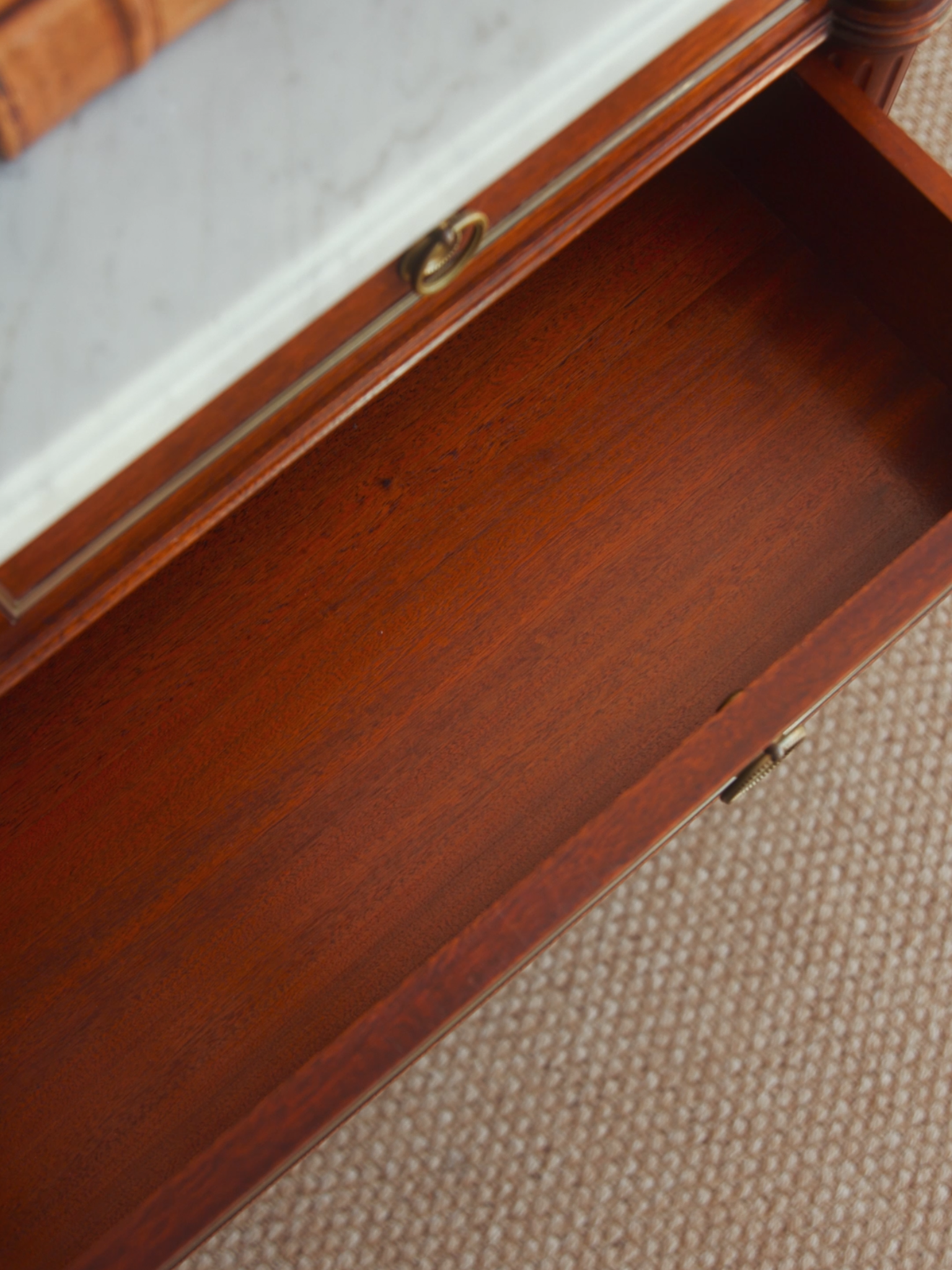 White Marble Top Louis Phillipe Style Commode