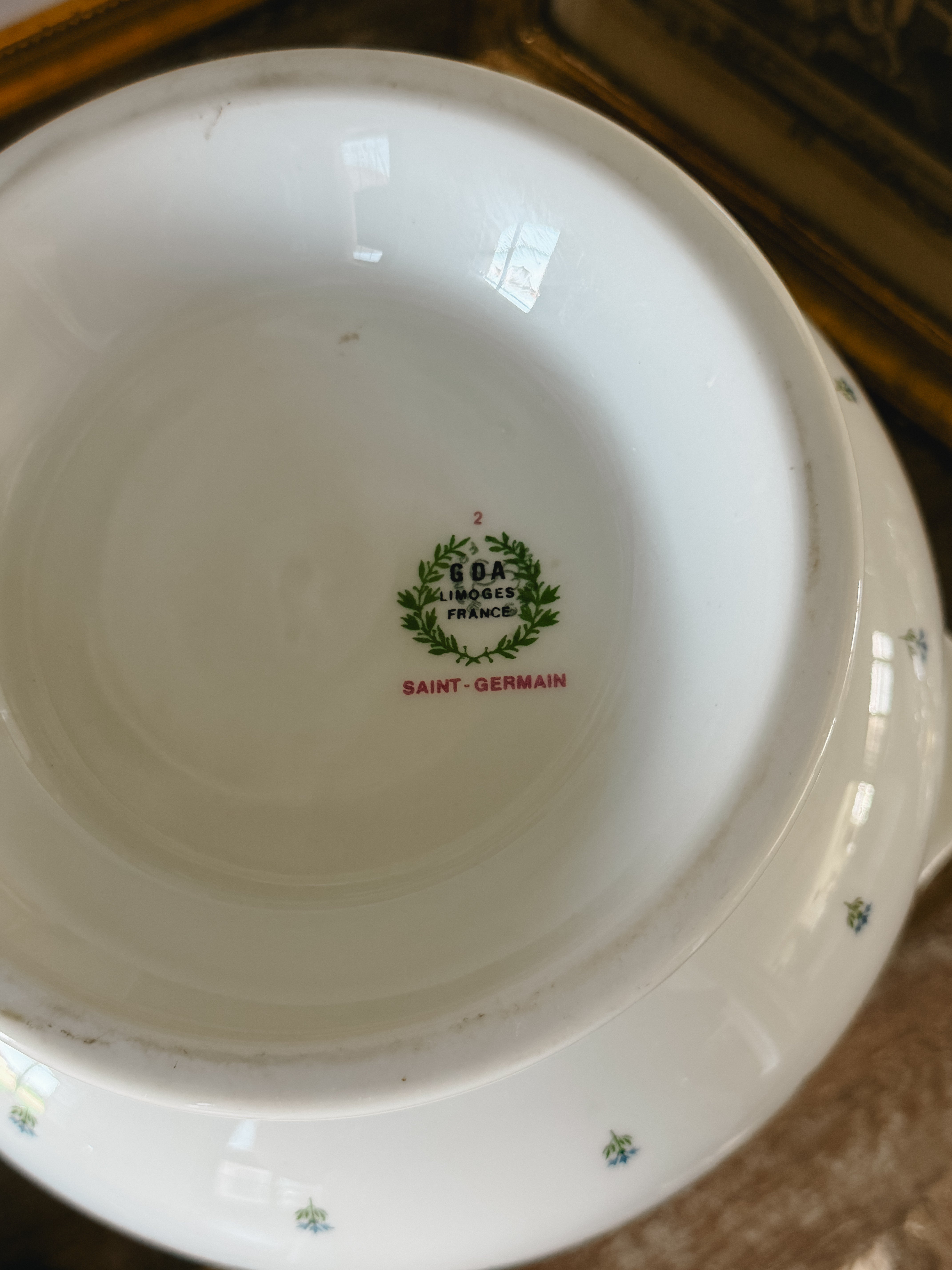 French Limoges Porcelain Cachepot by EDA, Saint-Germain – Hand-Painted Blue Floral Motif