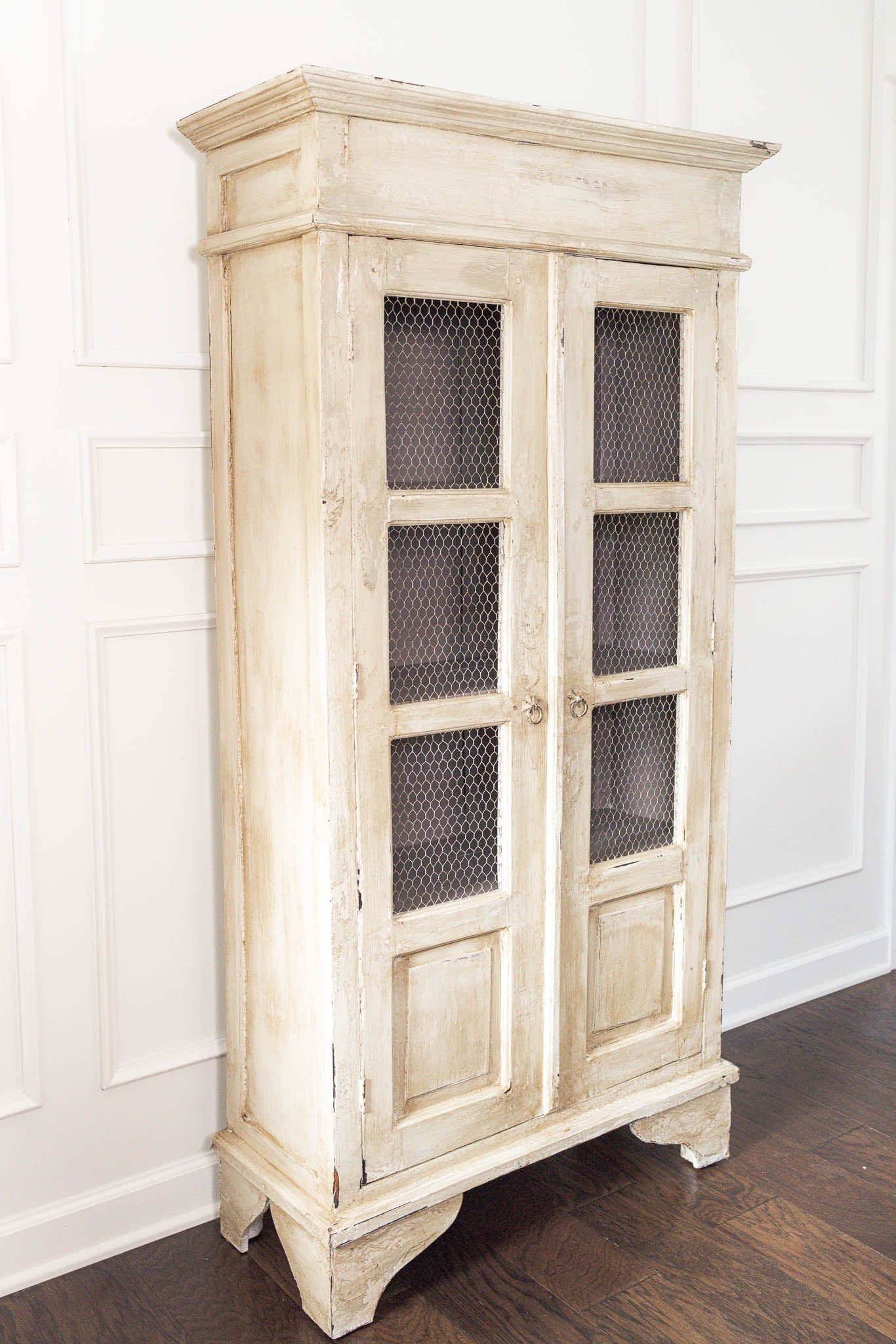 19th Century French Oak Cabinet with Wire Mesh Doors