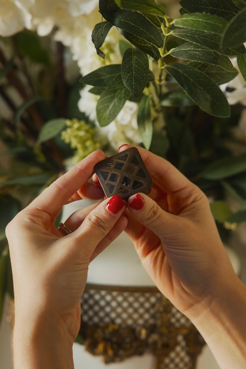 Petite Brass Box with Geometric Inset Decoration