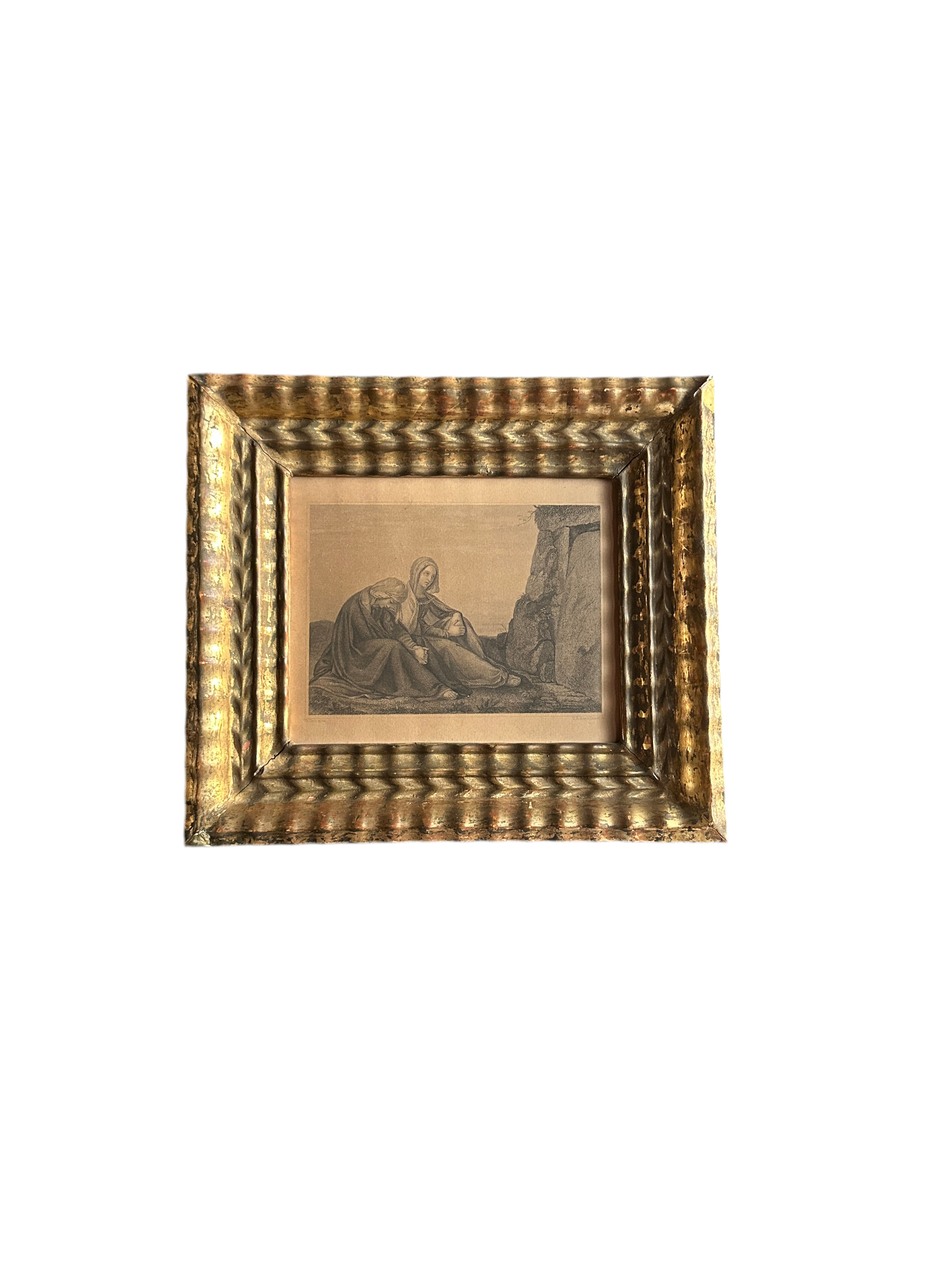 Antique Religious Engraving in Gilt Frame