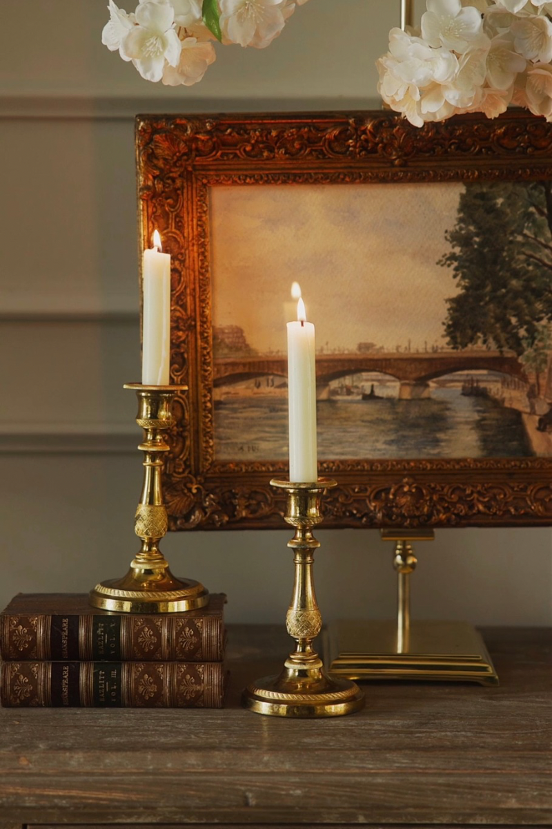 19th C. Brass Candle Stick Pair