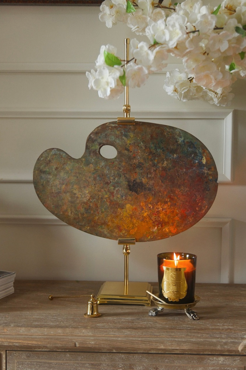 19th Century European Wooden Artist’s Palette with Original Paint Patina