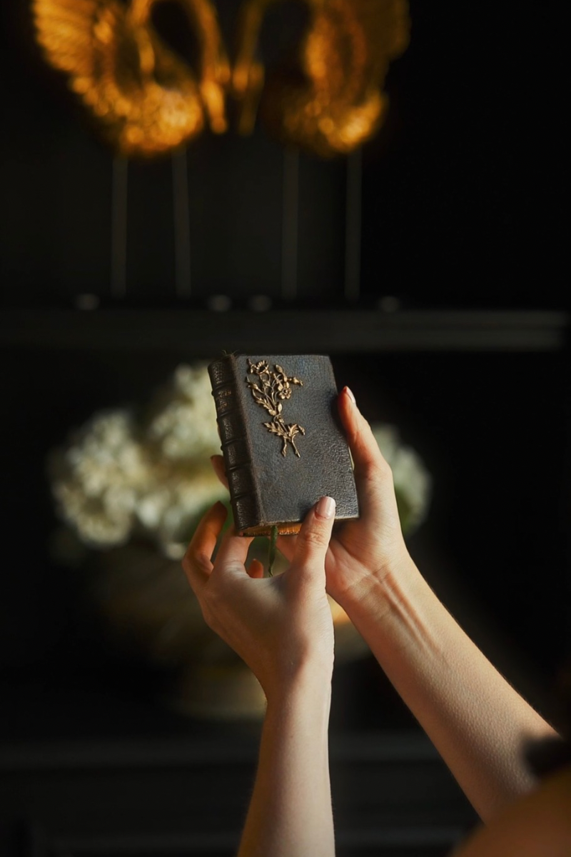 19th-Century French Paroissien Romain Prayer Book with Gilt Floral Mount