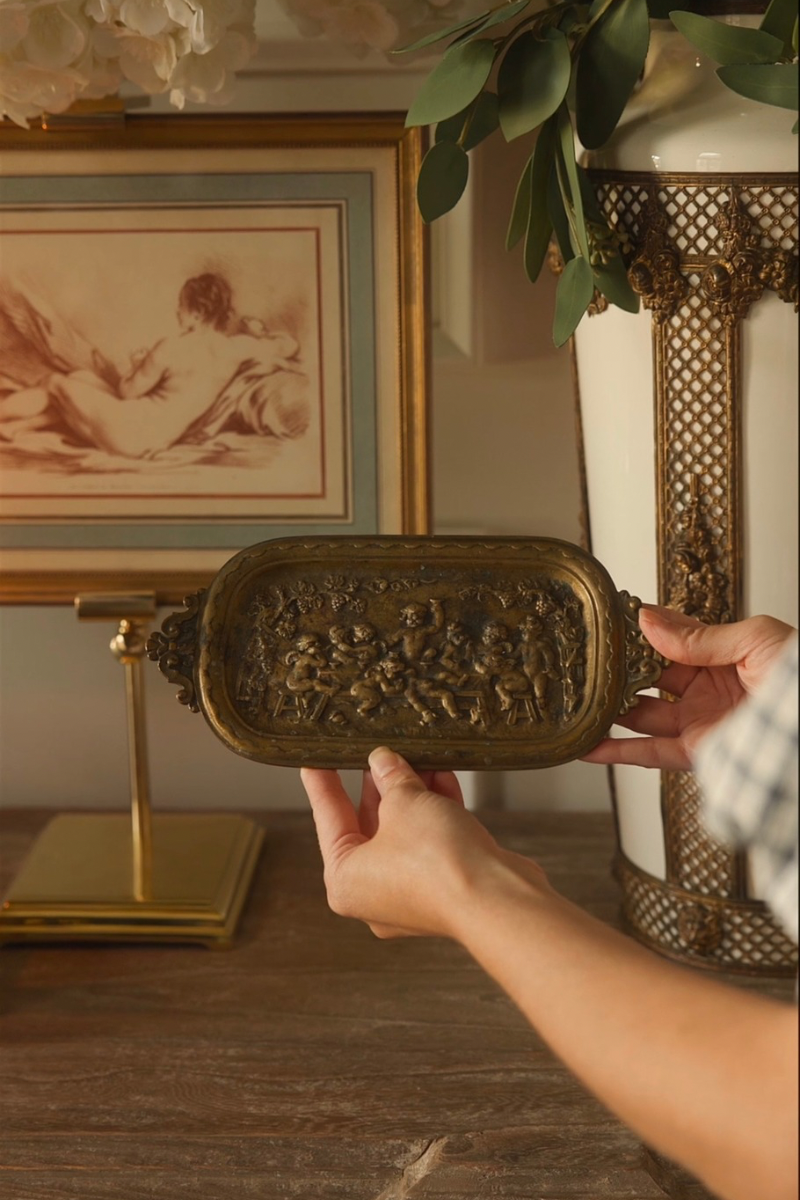 19th C. French Cherub Calling Card Tray