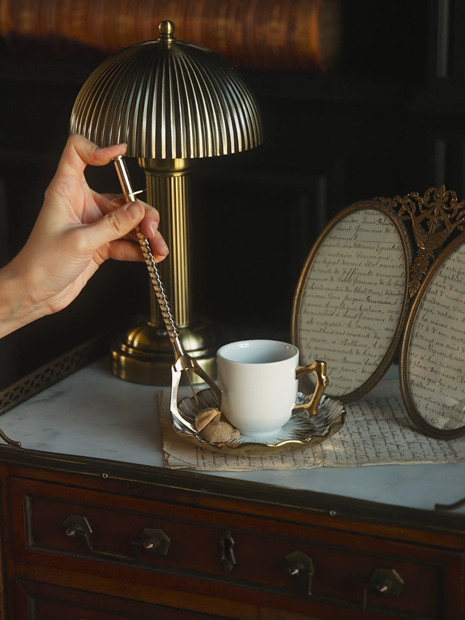 Large Pair of Antique Brass Tongs