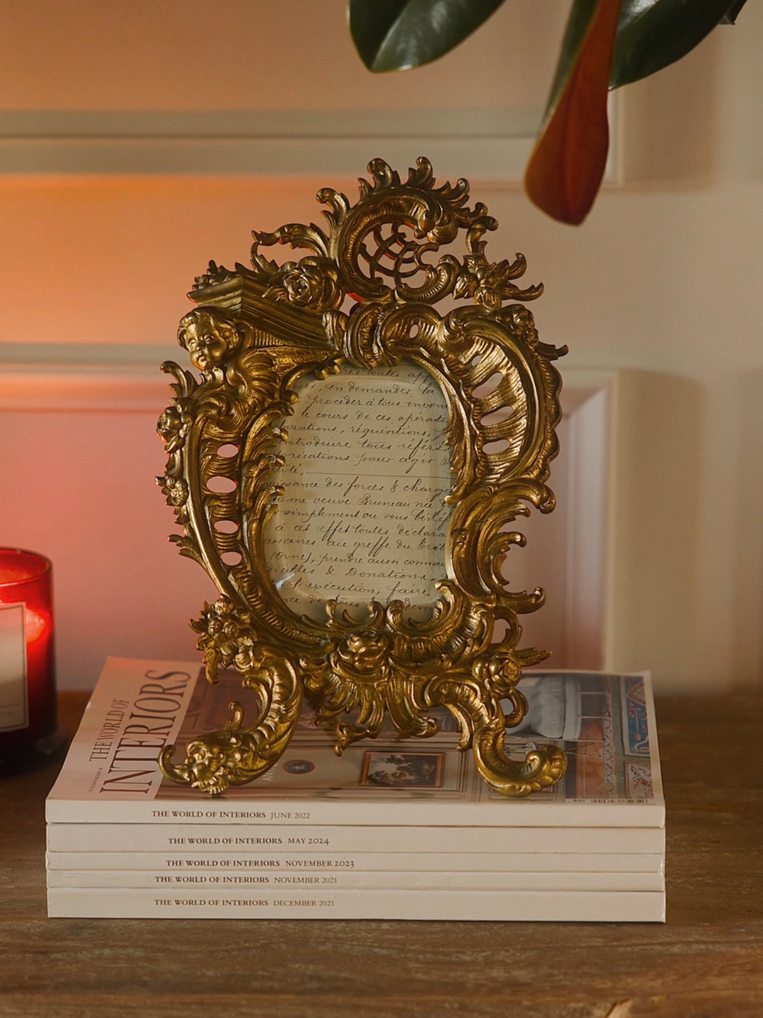 Antique French Rococo-Style Gilt Bronze Easel Frame