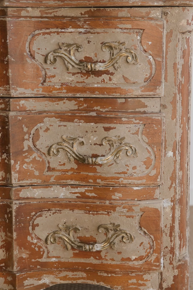 19th Century French Provincial Serpentine Commode with Original Painted Patina