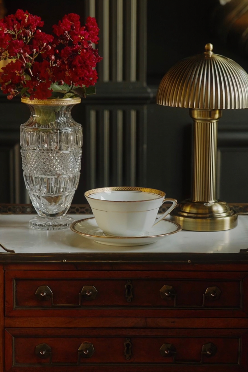 19th C. French Gilt Porcelain Tea Cup & Saucer