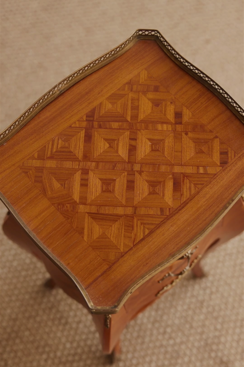 19th Century French Louis XV–Style Parquetry Side Table