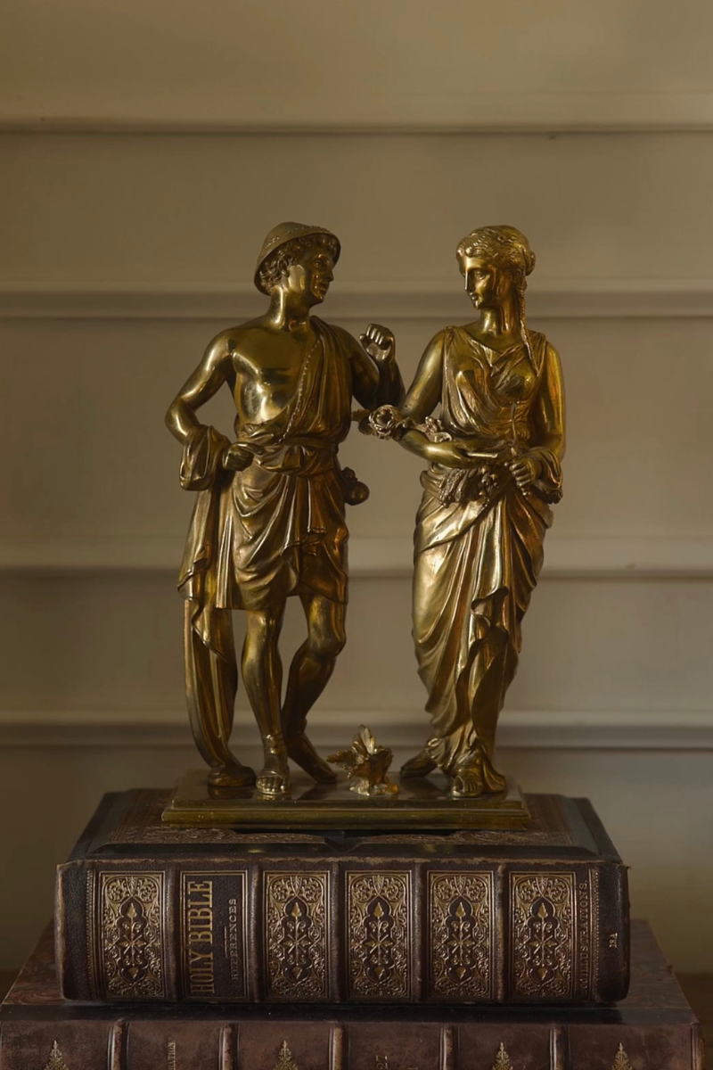 19th-Century Bronze Allegorical Group with Mercury