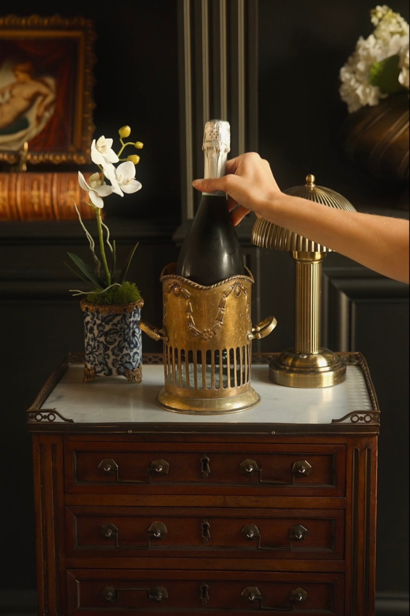 19th C. French Brass Handled Wine Caddy