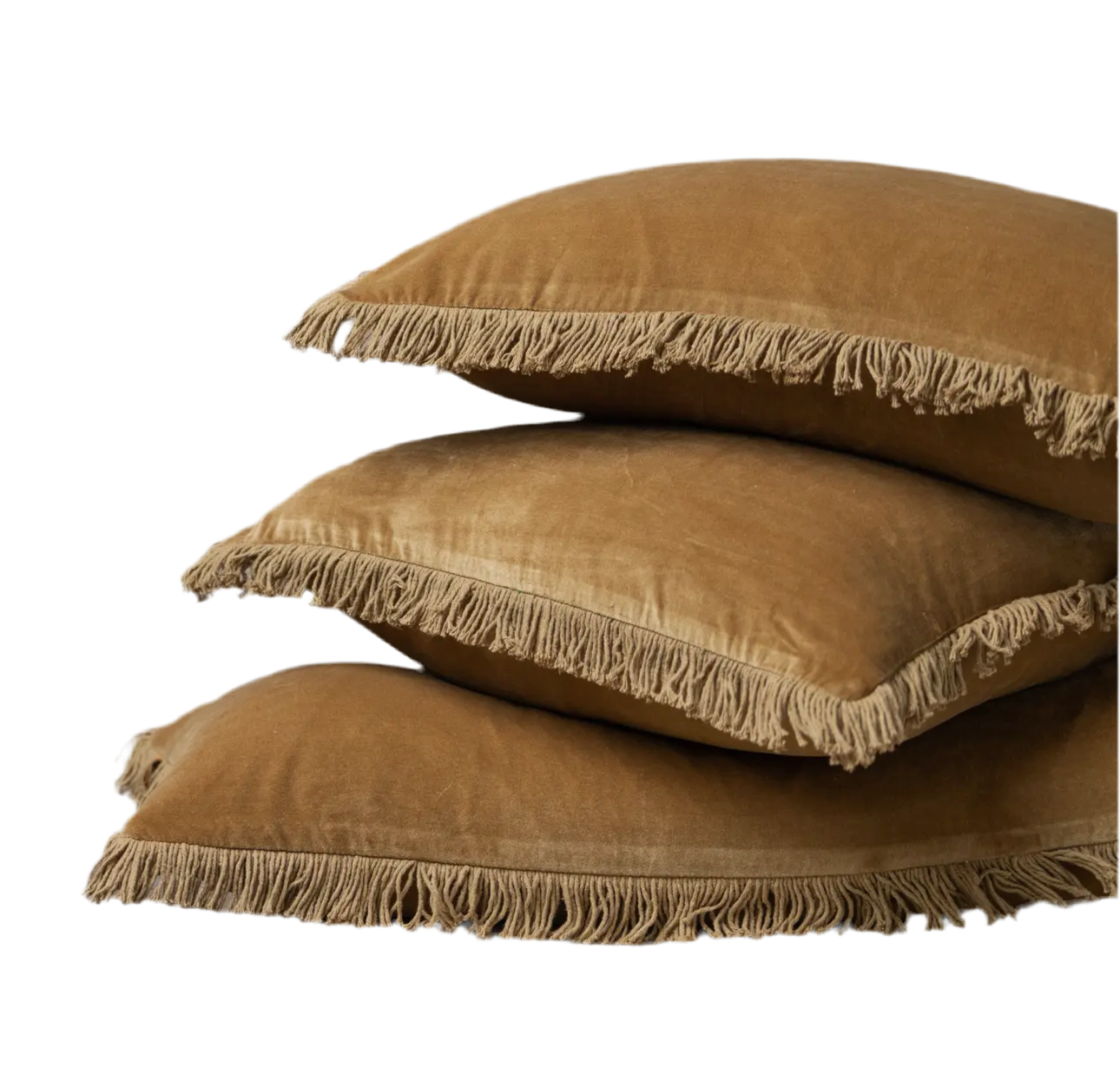 Velvet Nutmeg Fringe Lumbar Pillow Case