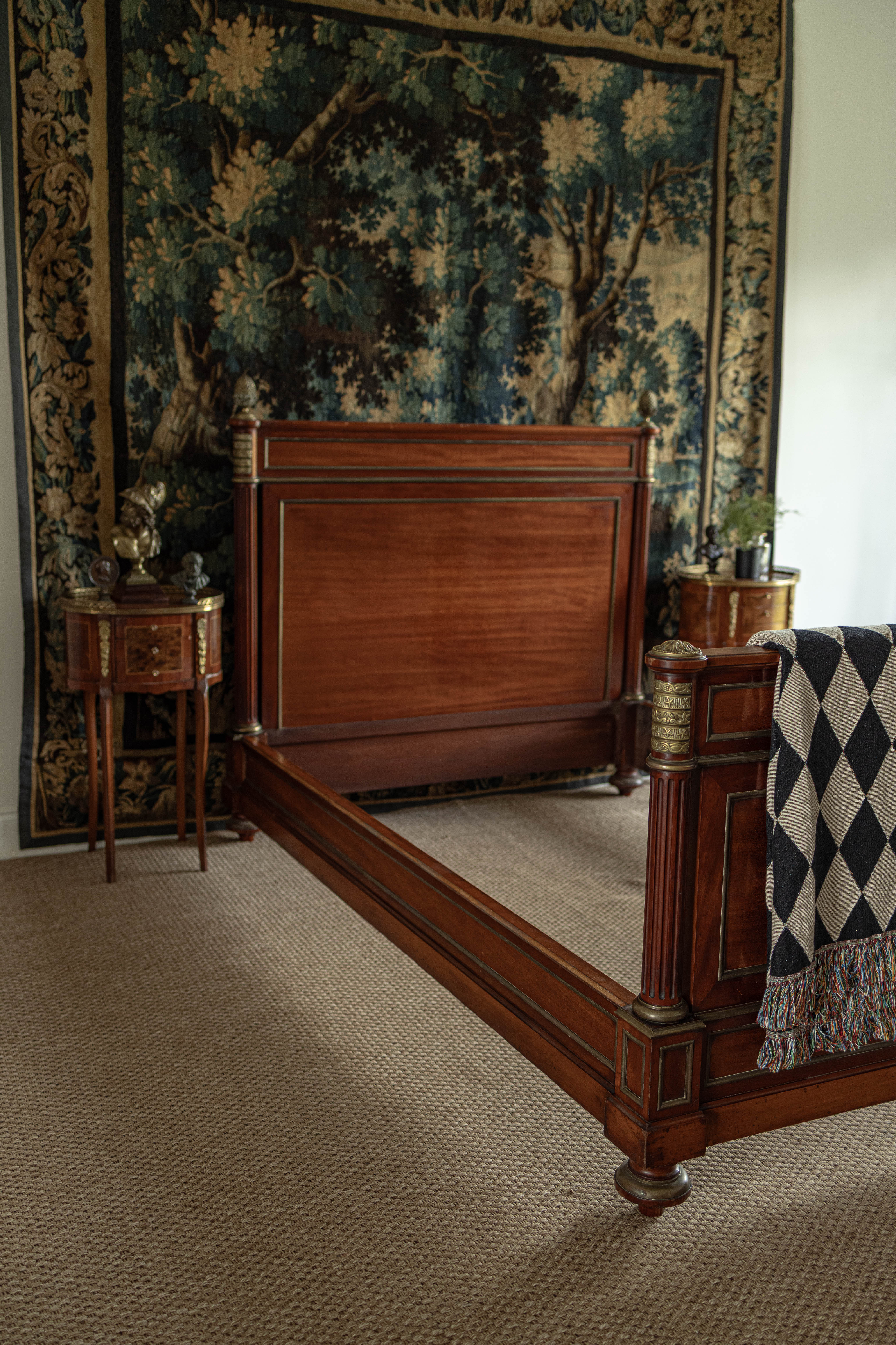 French Empire Style Gilt Mounted Mahogany Bed