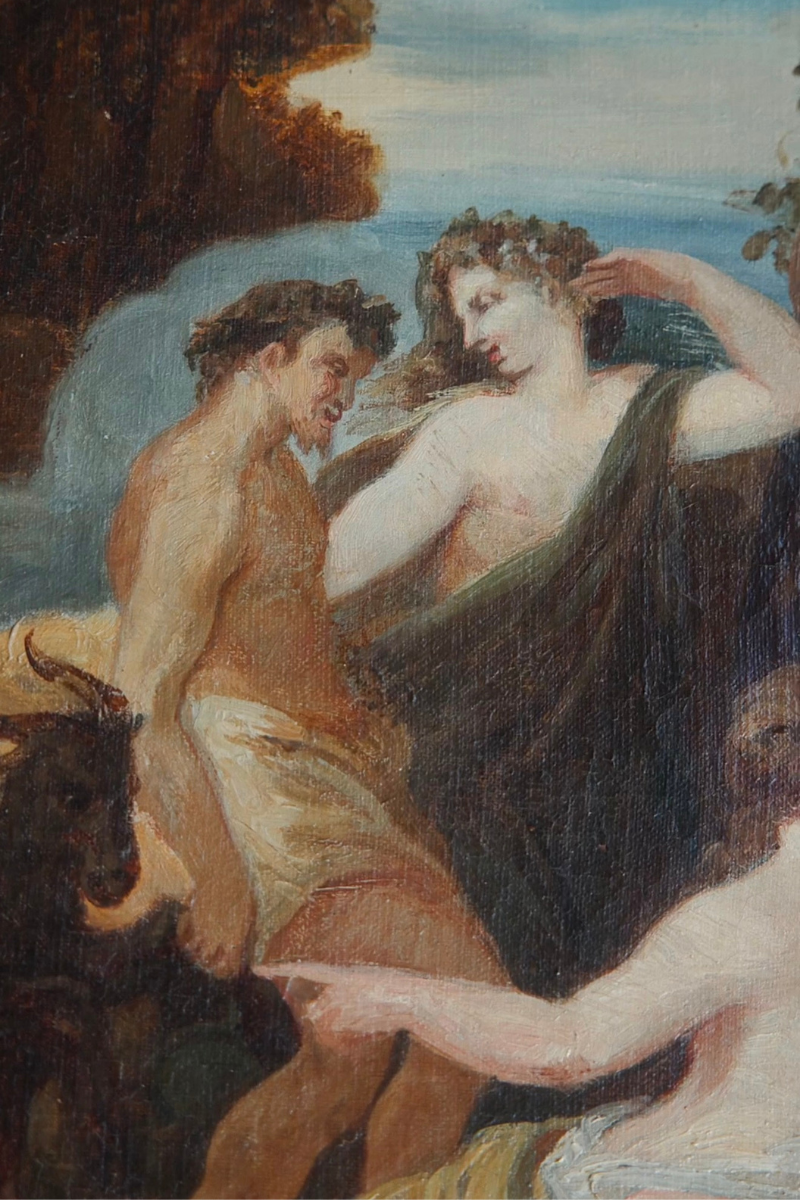 A Bacchanalian Revel | Antique Oil on Canvas After Nicolas Poussin